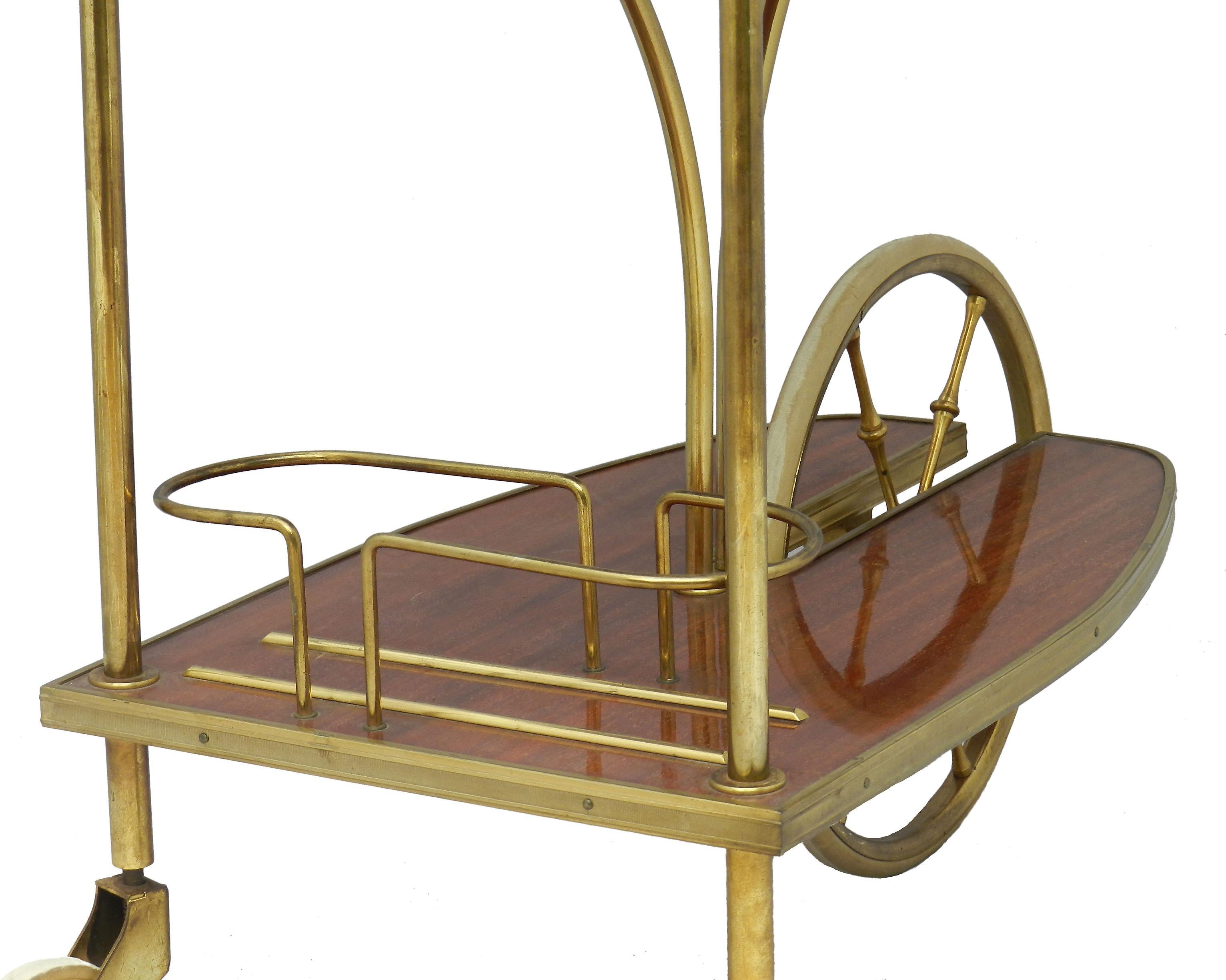 Brass Midcentury Bar Cart Drinks Trolley Cocktail Table French