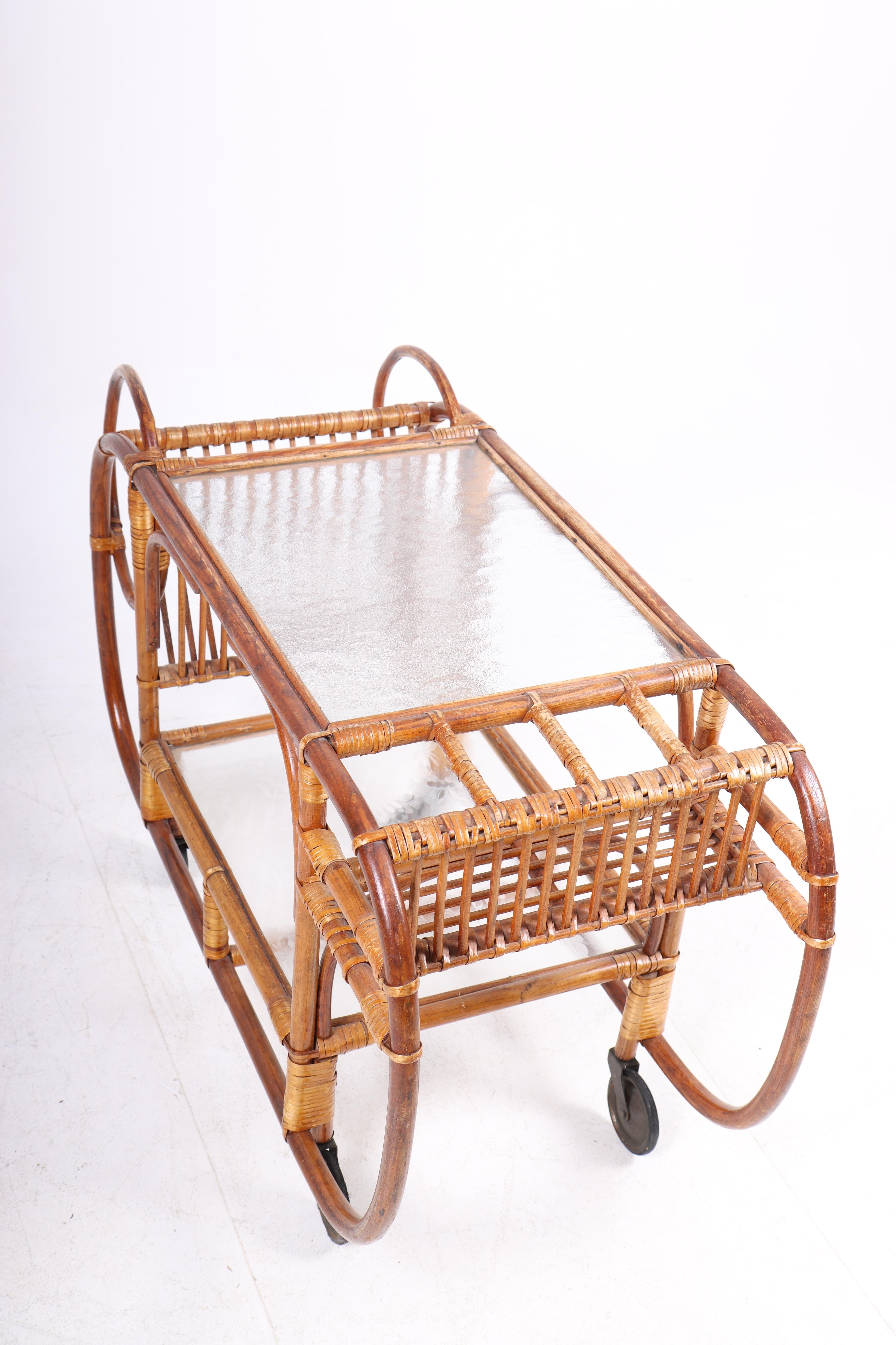 Midcentury Bar Cart in Bamboo, 1950s 1