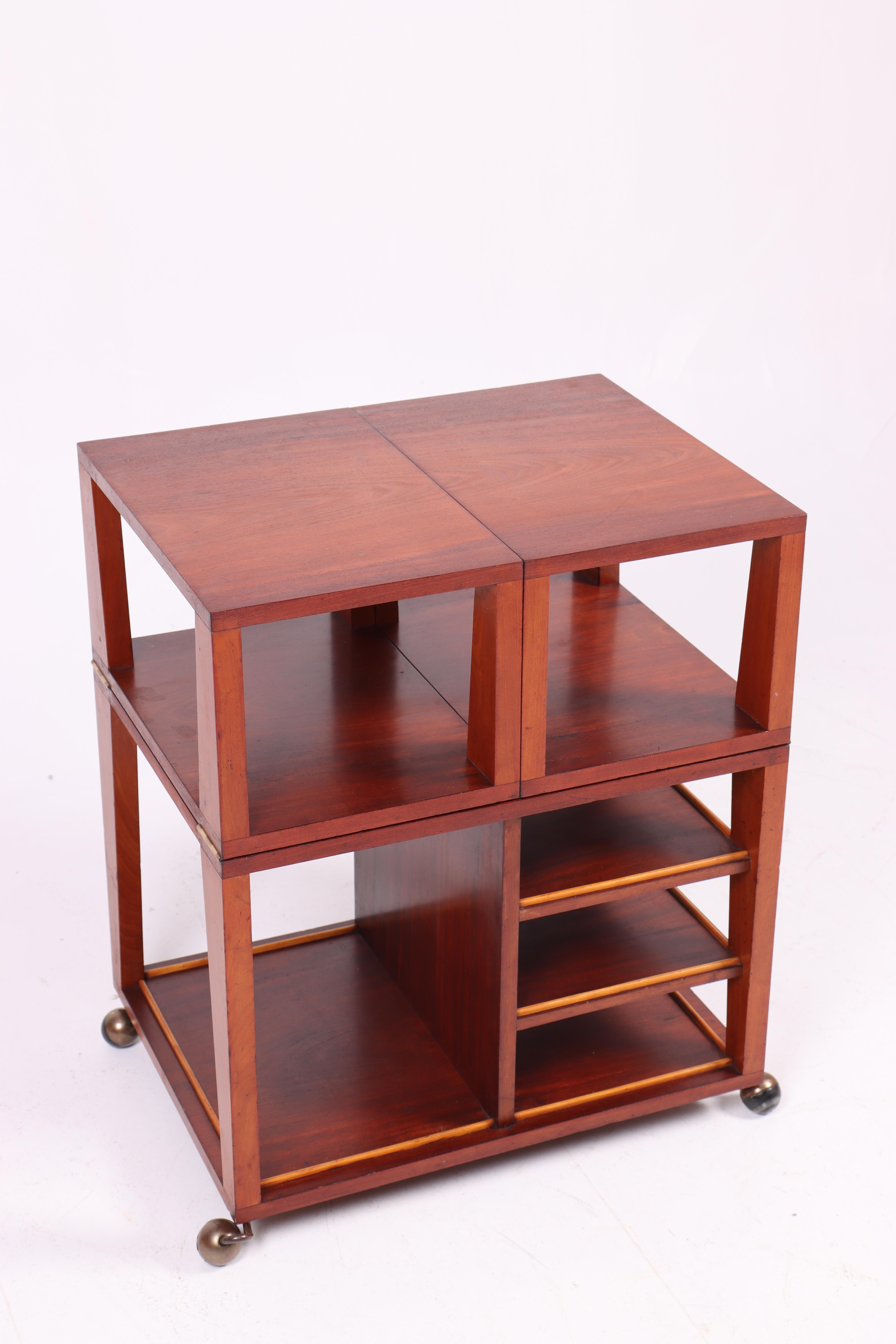 Scandinavian Modern Midcentury Bar Cart in Mahogany, Made in Denmark 1950s For Sale