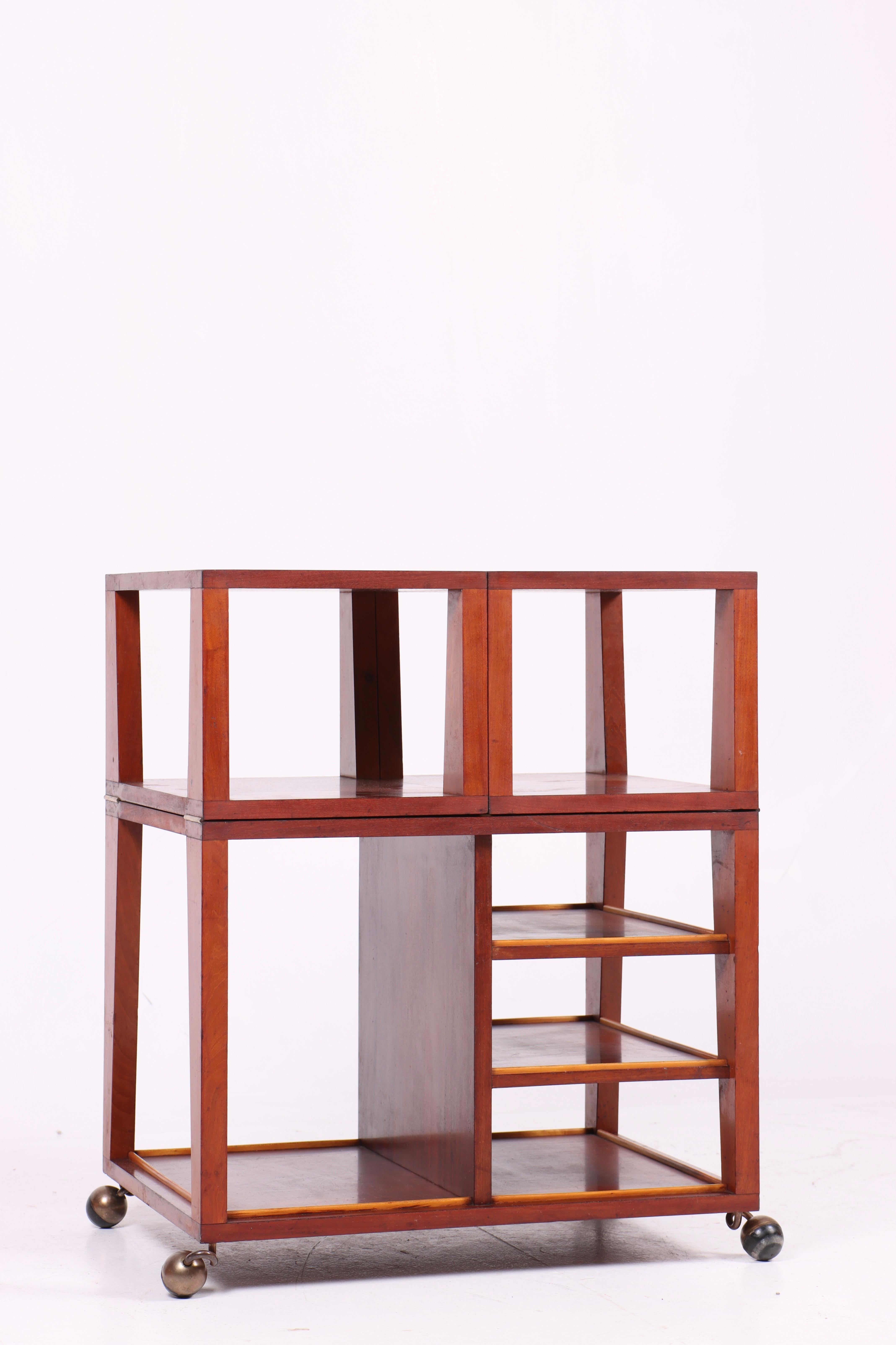 Danish Midcentury Bar Cart in Mahogany, Made in Denmark 1950s For Sale