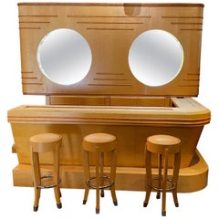 Retro Midcentury Bar Custom Made 4 Stools