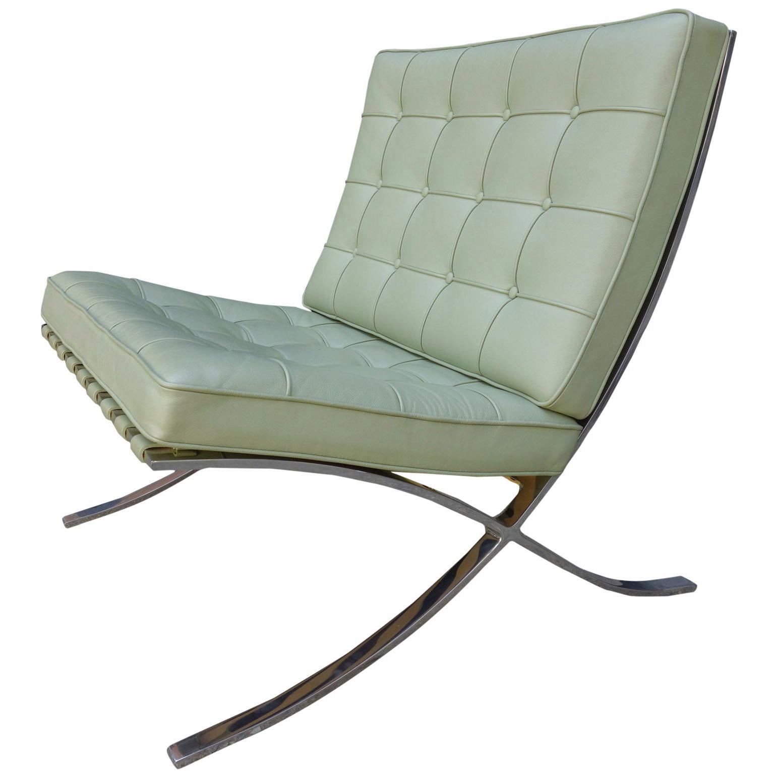 Midcentury Ludwig Mies van der Rohe Barcelona chair for Knoll. The Classic chair that helped define midcentury modernism. This is the highly desirable version produced in non magnetic premium grade 304 bar stock stainless steel hand-buffed to a