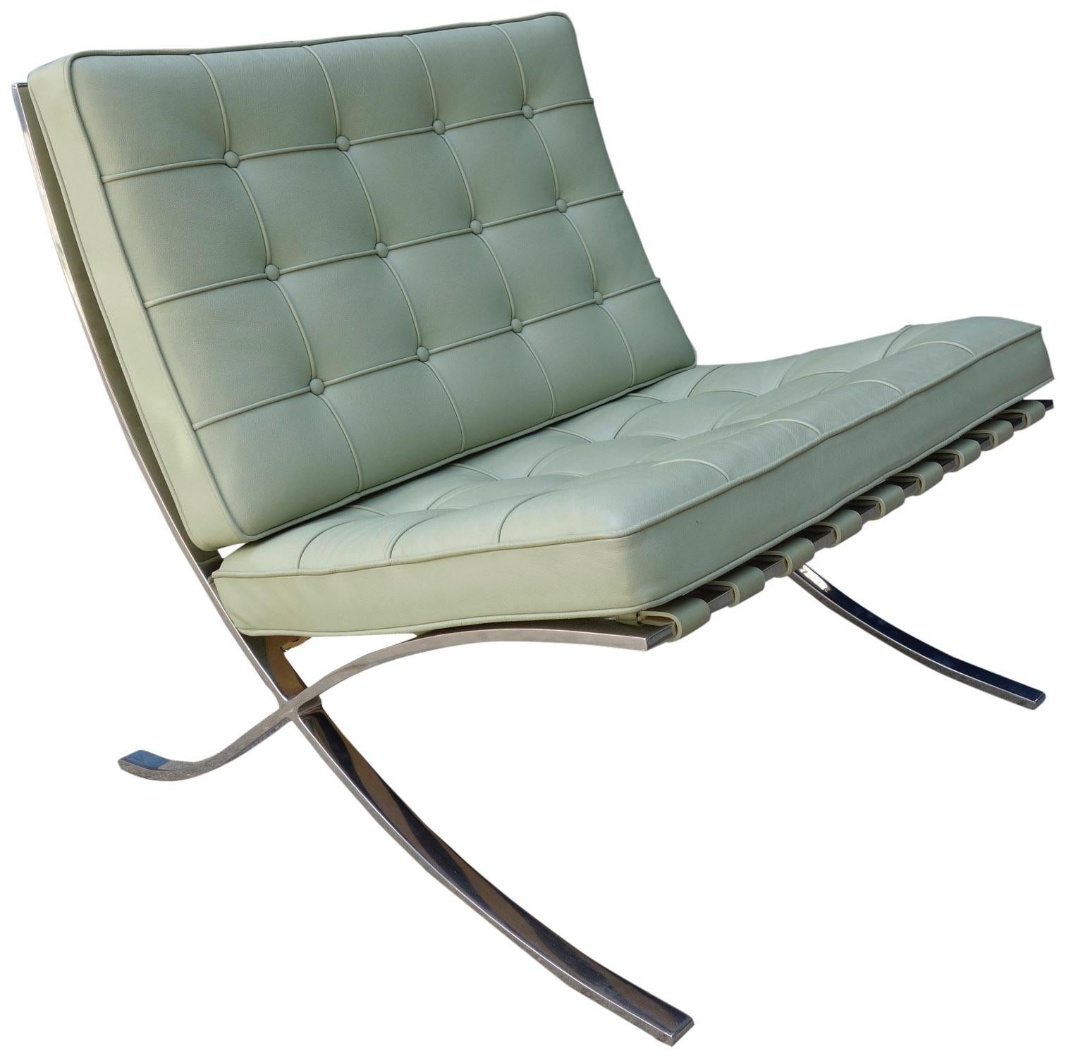 Mid-Century Modern Midcentury Barcelona Chair in Special Order Stainless Steel and Leather