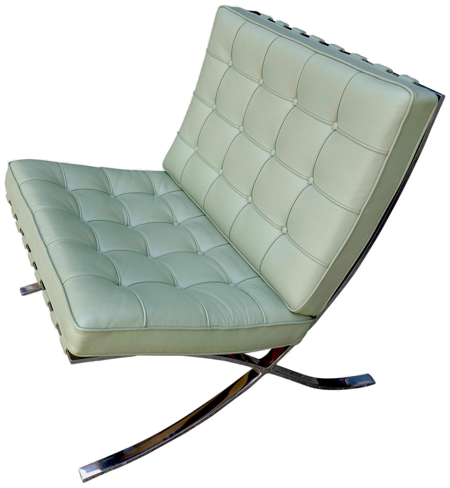 20th Century Midcentury Barcelona Chair in Special Order Stainless Steel and Leather
