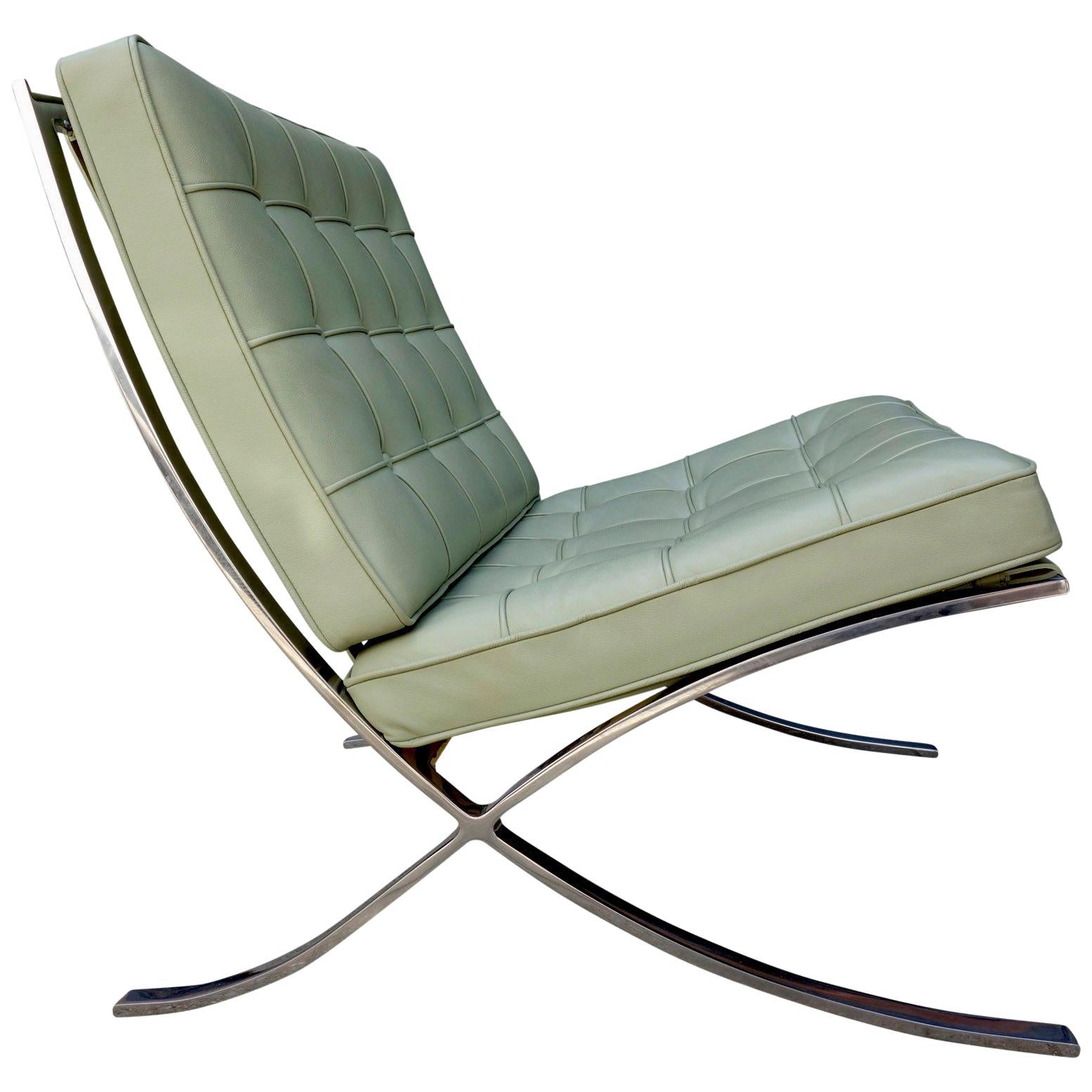 Midcentury Barcelona Chair in Special Order Stainless Steel and Leather