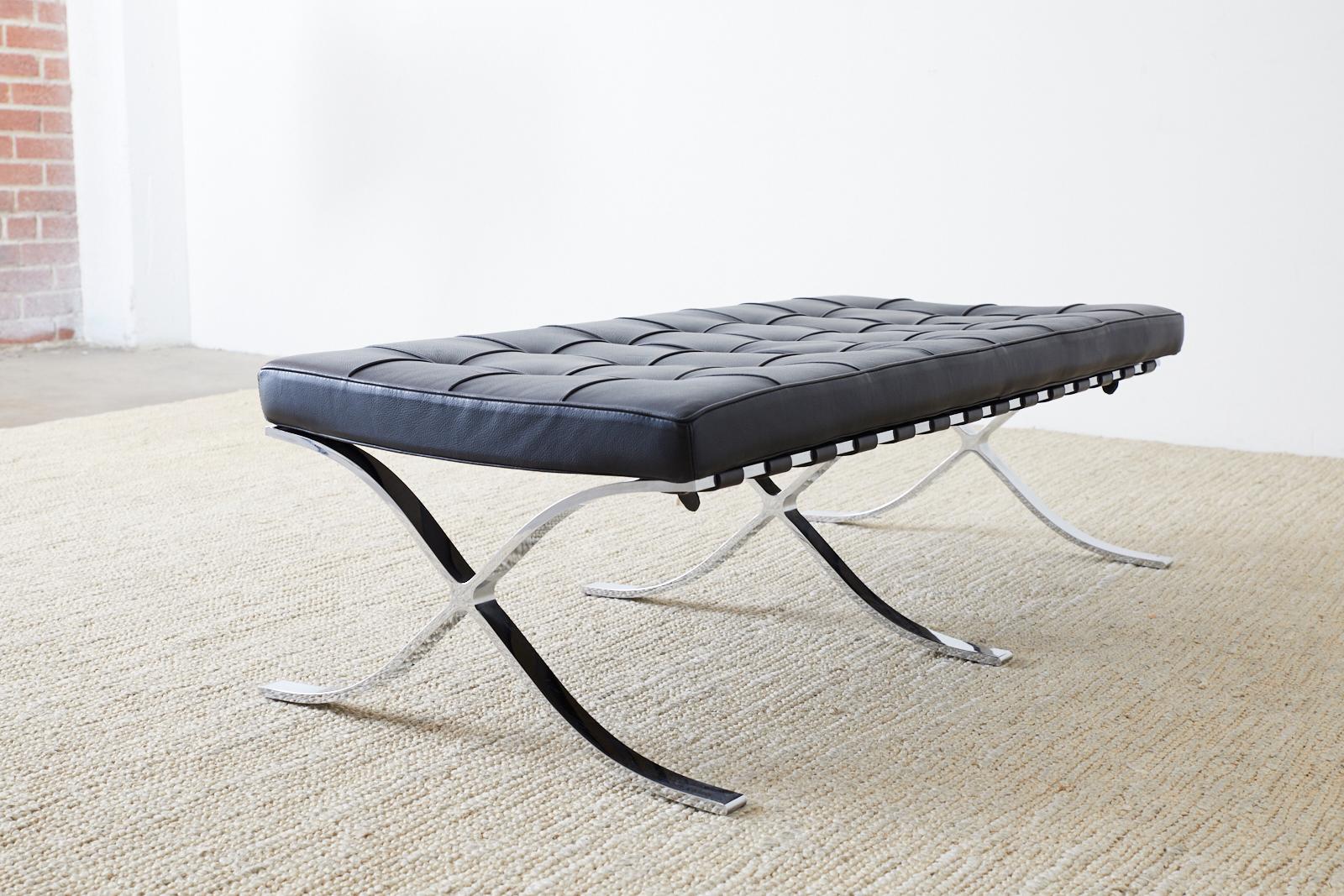 20th Century Midcentury Barcelona Style Bench after Mies van der Rohe