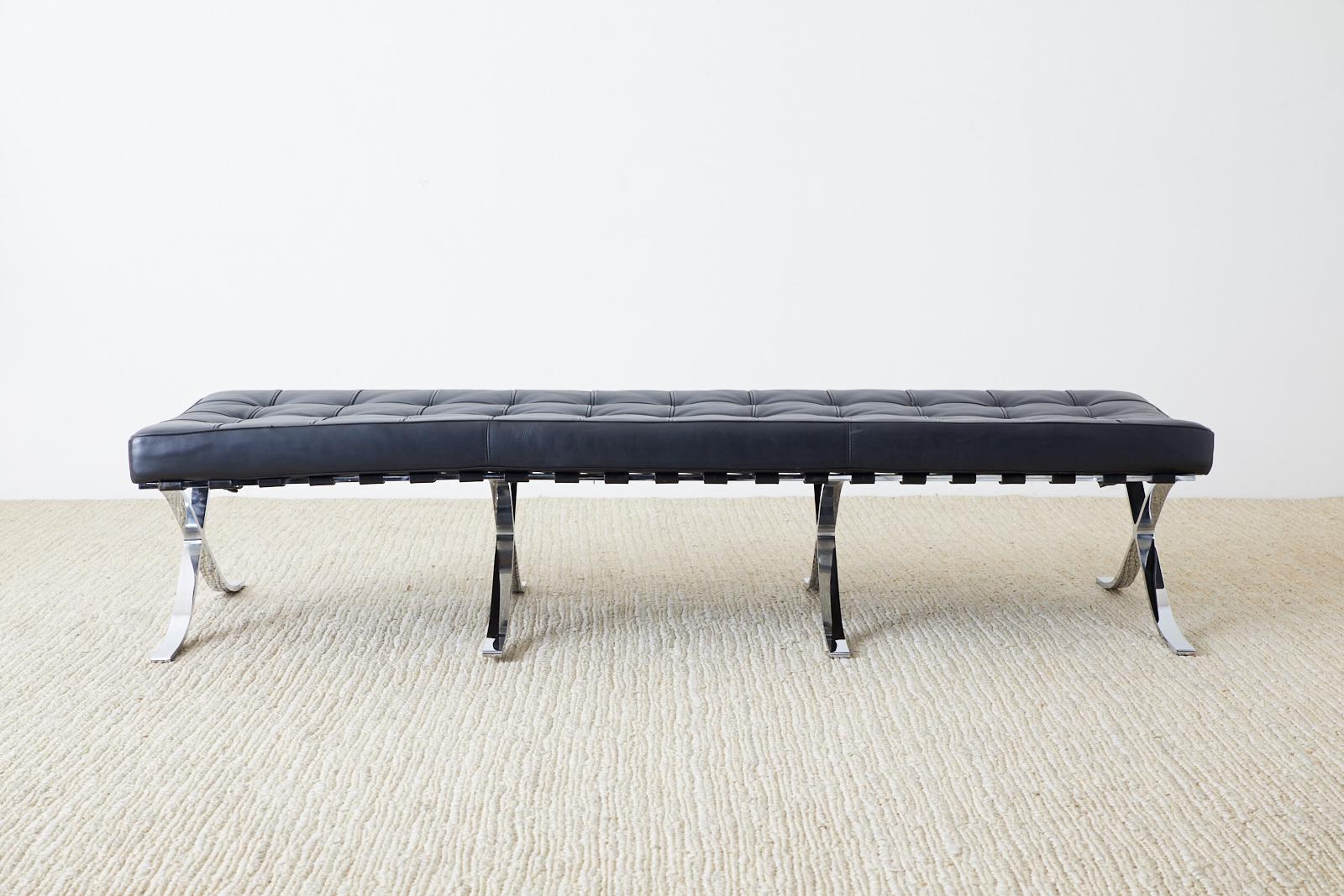 Polished Midcentury Barcelona Style Bench after Mies van der Rohe