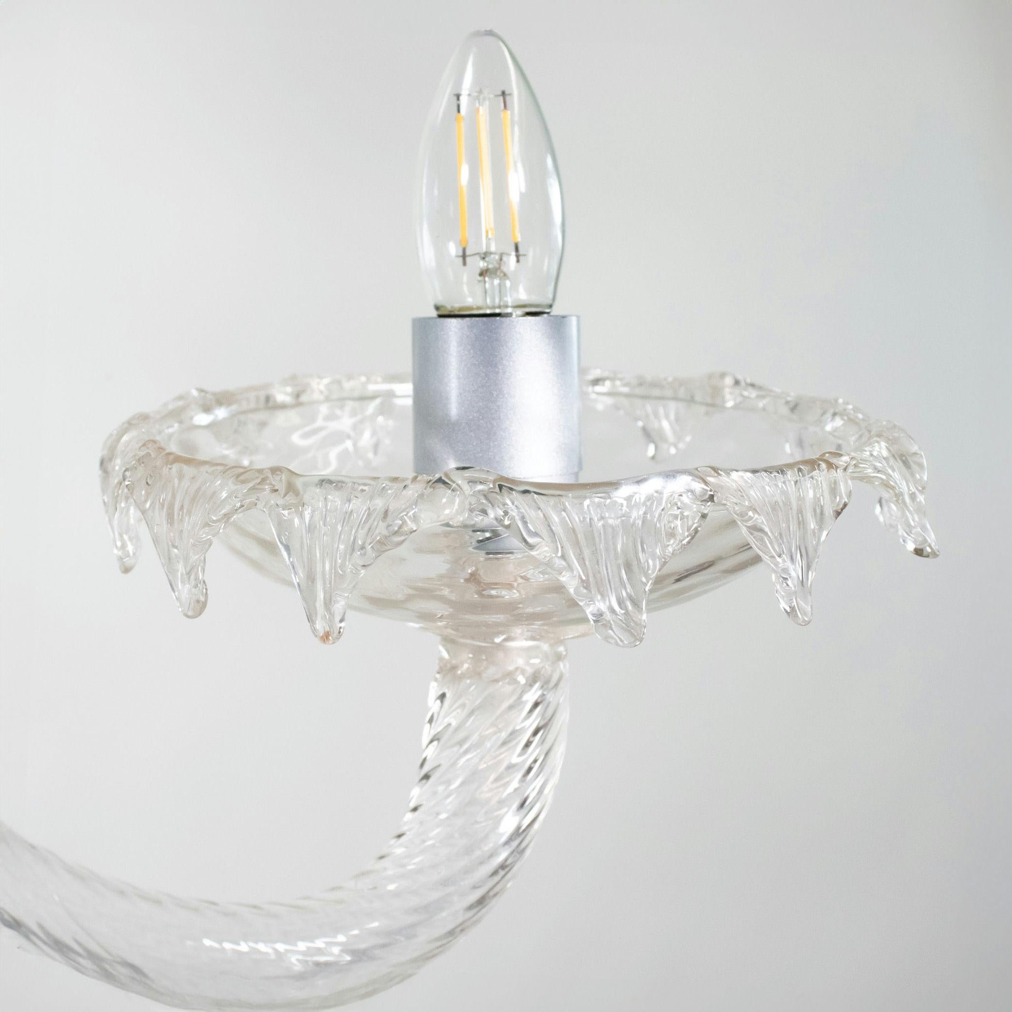 Lampadario a cinque bracci in Cristallo di Murano in stile barocco del MidCentury in vendita 3