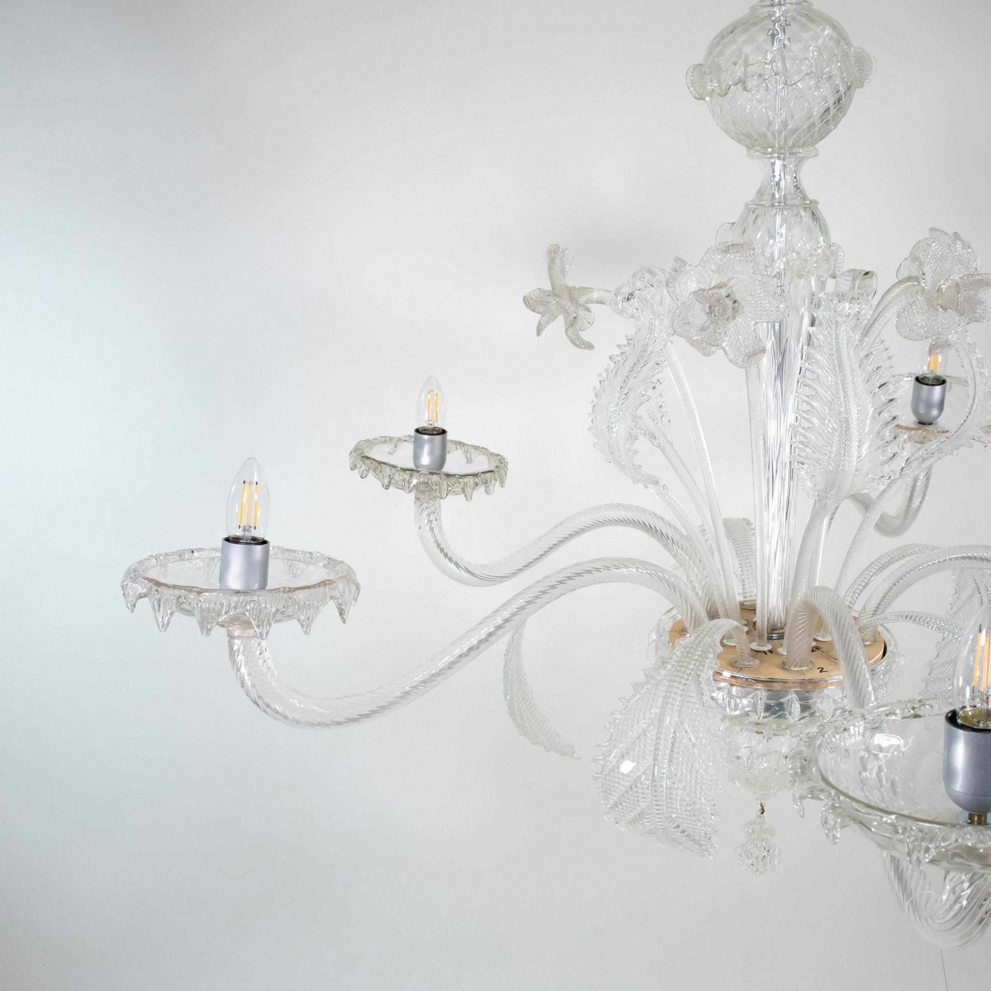 Lampadario a cinque bracci in Cristallo di Murano in stile barocco del MidCentury in vendita 7