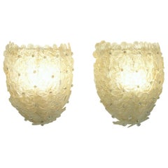 Midcentury Barovier & Toso, Murano Flower Wall Sconces, Italy