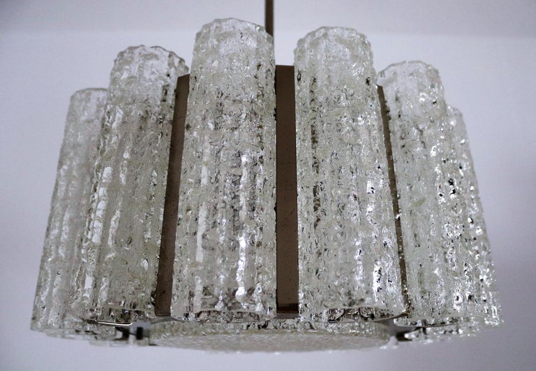 Italian Midcentury Barovier e Toso Murano Ice Glass Chandelier, 1960s For Sale 3