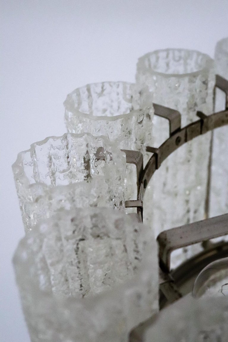 Italian Midcentury Barovier e Toso Murano Ice Glass Chandelier, 1960s For Sale 1