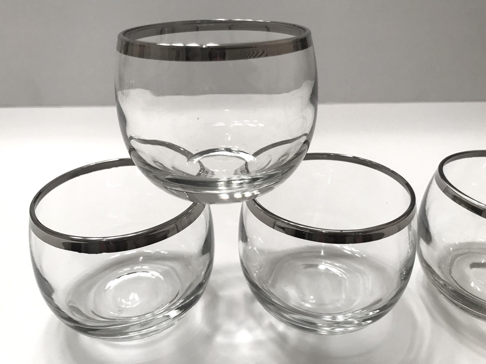 Midcentury Barware Glass Set with Sterling Silver Overlay by Dorothy Thorpe 4