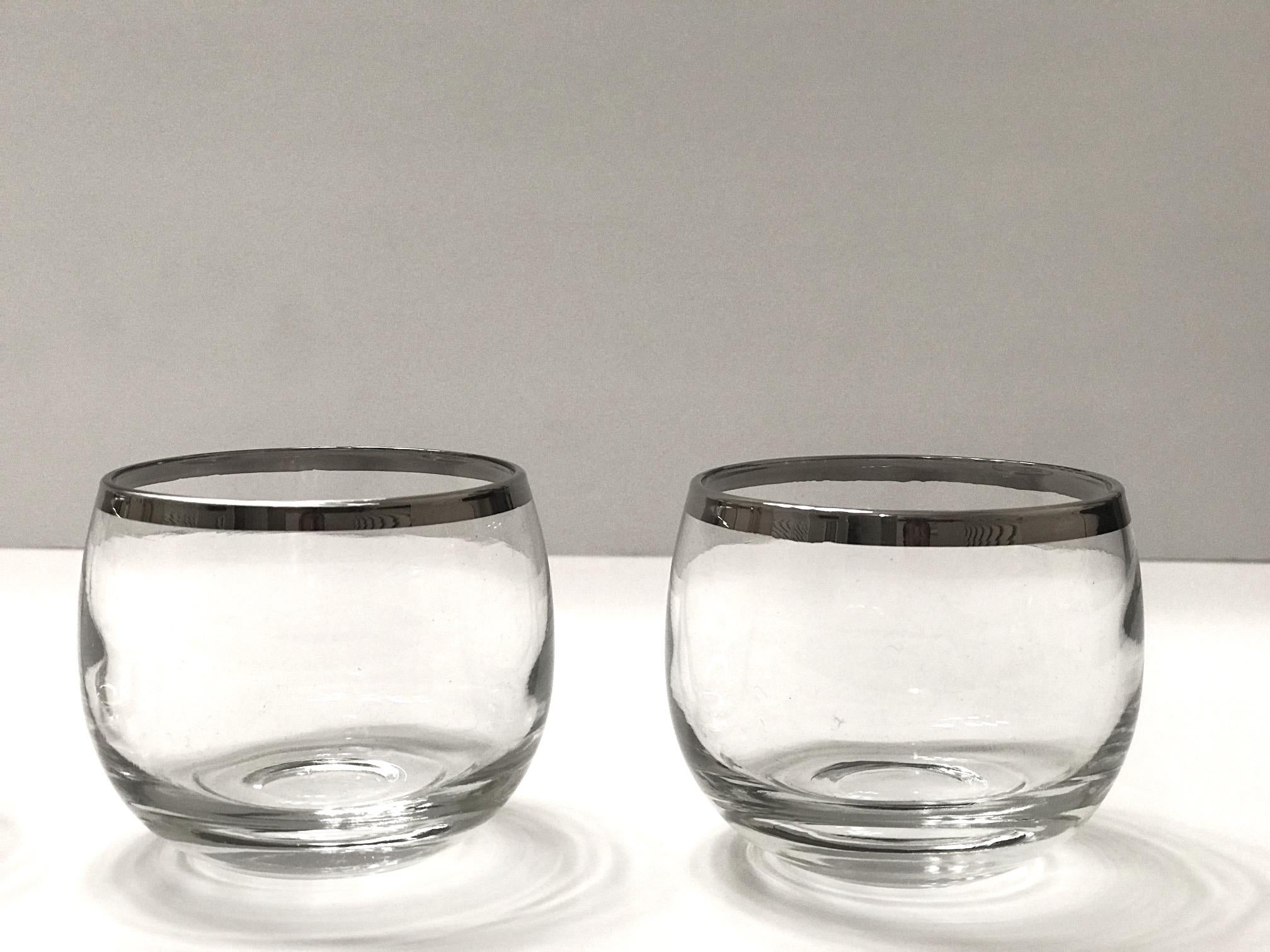 Mid-20th Century Midcentury Barware Glass Set with Sterling Silver Overlay by Dorothy Thorpe