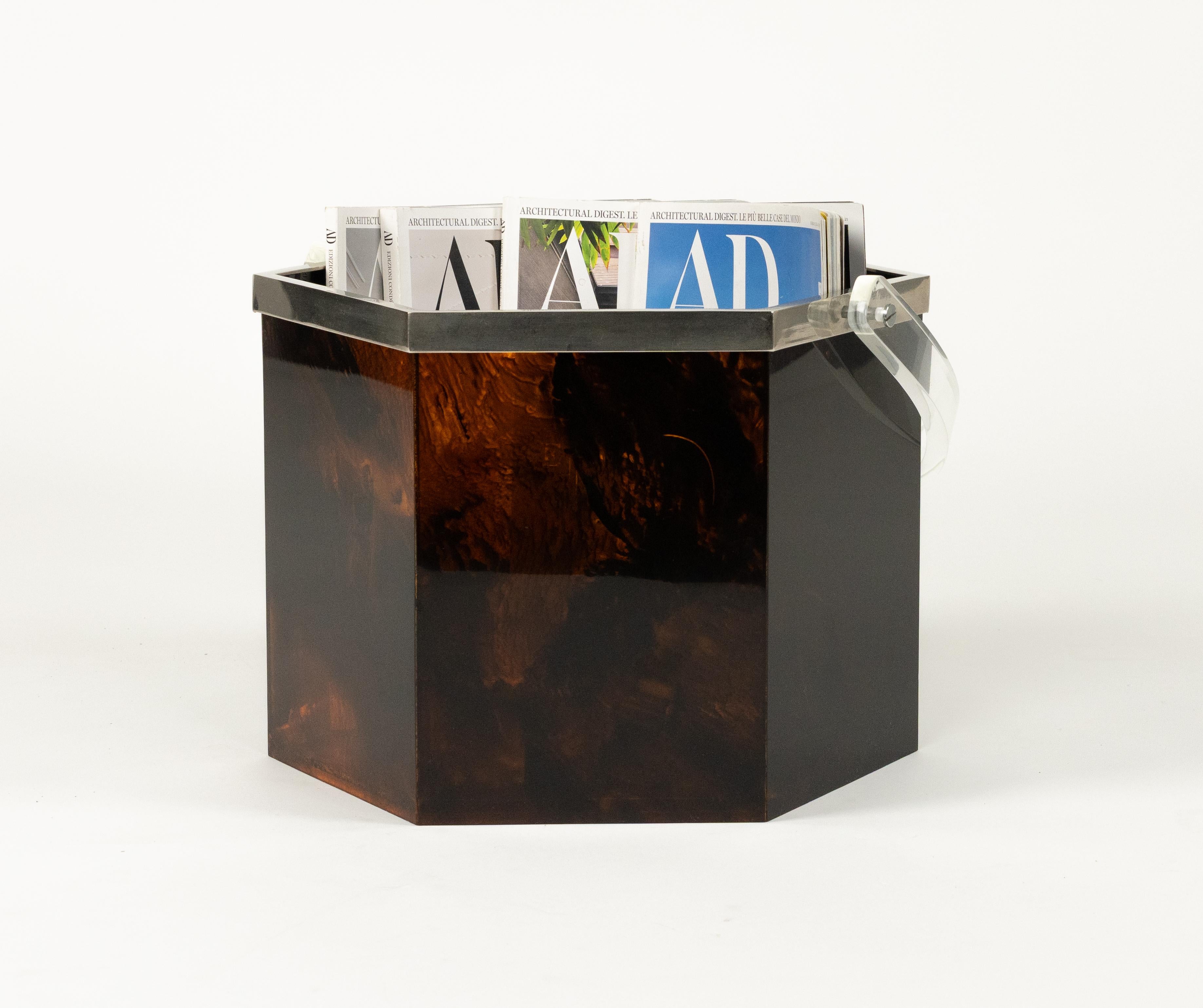 Cestino Midcentury in lucite tartarugata Christian Dior Home Style, Italia anni '70 in vendita 4