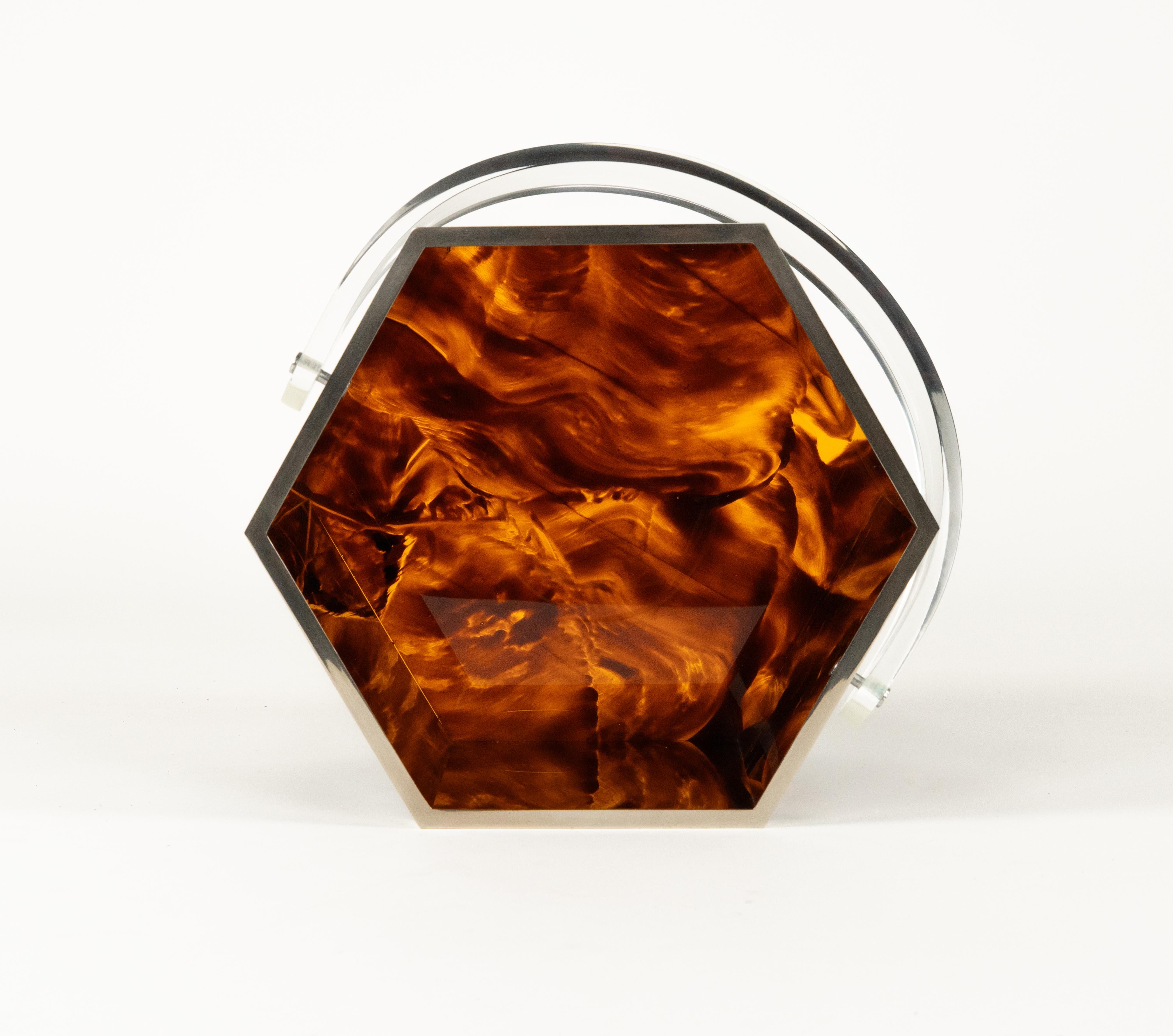 Cestino Midcentury in lucite tartarugata Christian Dior Home Style, Italia anni '70 in vendita 7