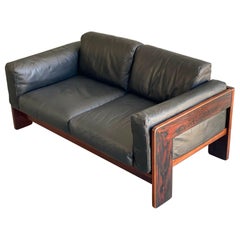 Midcentury Bastiano Sofa in Leather and Rosewood Tobia Scarpa for Gavina Knoll