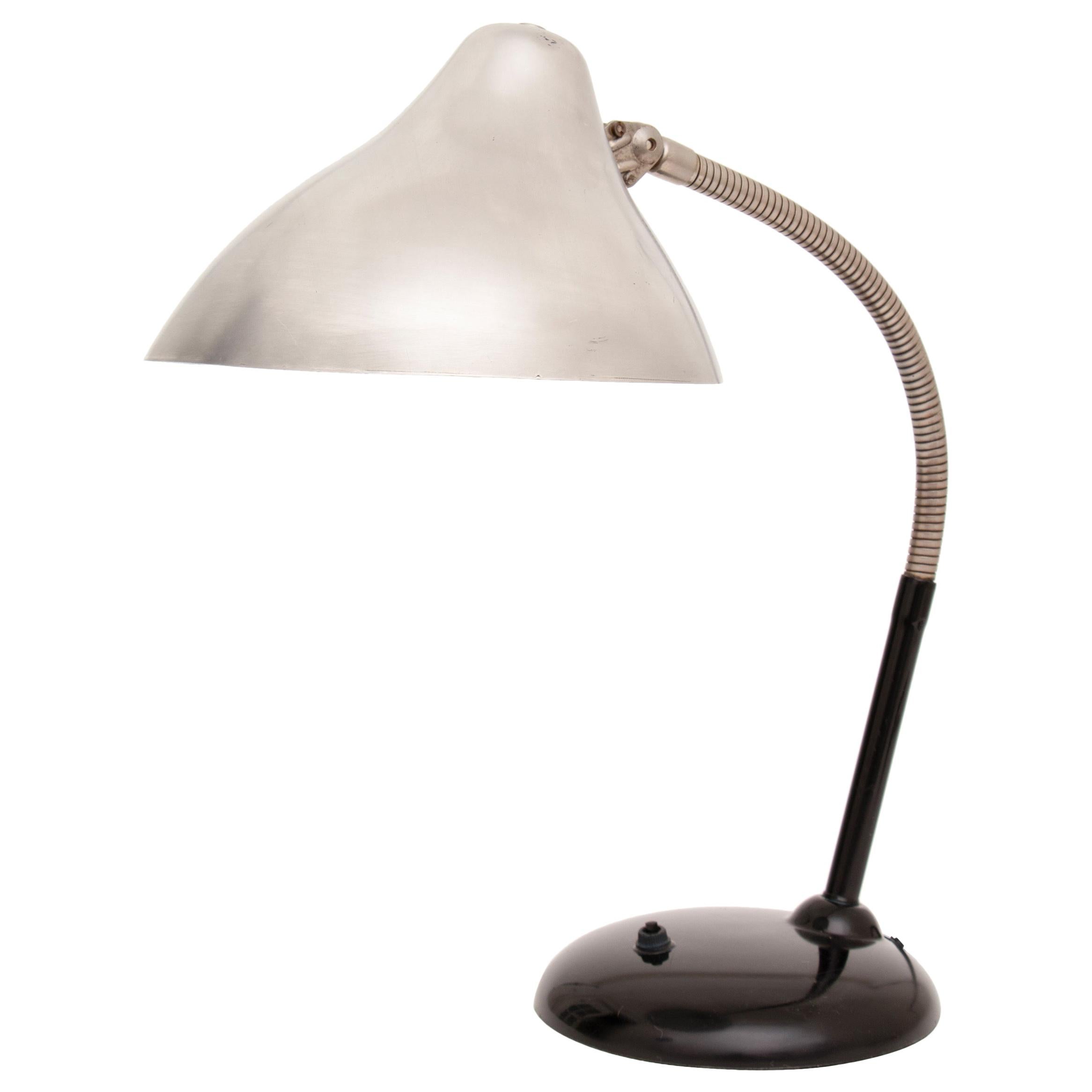 Midcentury Bauhaus Desk Lamp with Pivoting Canopy For Sale