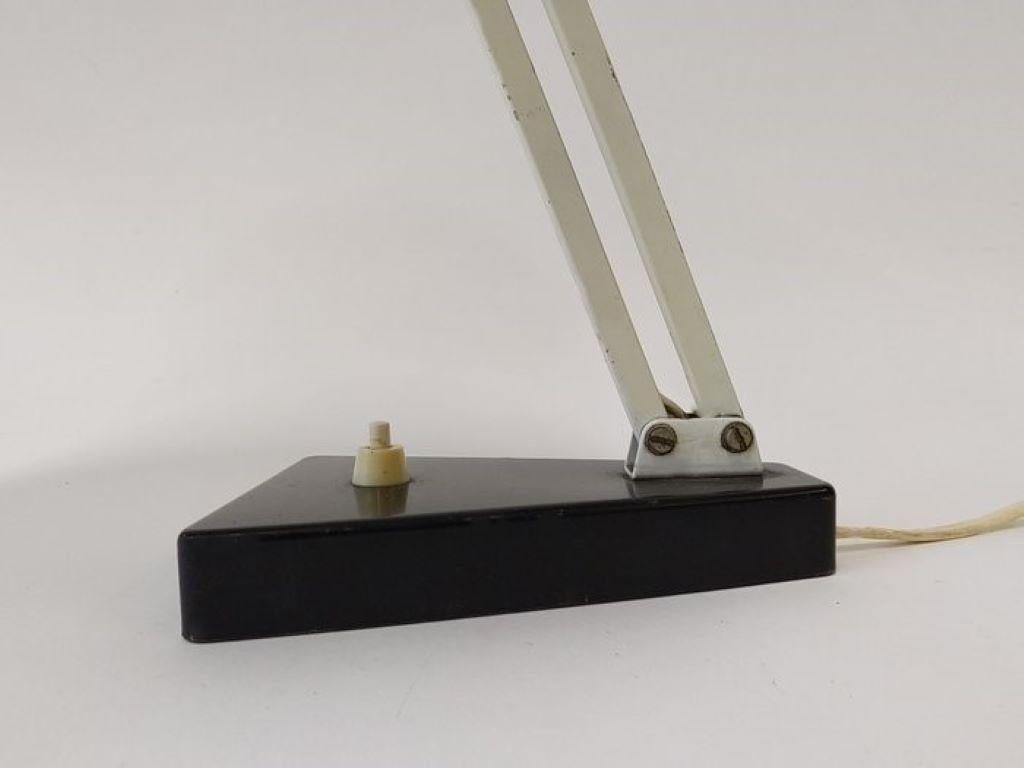 Midcentury Bauhaus Desk Table Lamp Black Enameled Metal, 1950s For Sale 7