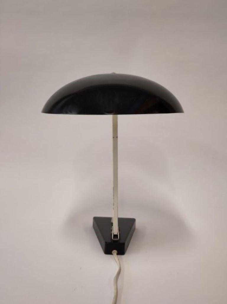 20th Century Midcentury Bauhaus Desk Table Lamp Black Enameled Metal, 1950s For Sale