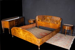 Midcentury Bed Room Set with Bed Two Nightstands and Dressing Paolo Buffa Style