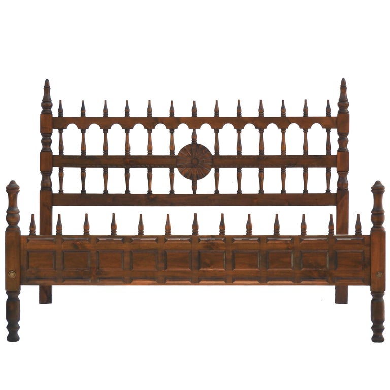 Midcentury Bed Us Queen Uk King Size Spanish Portuguese Turned Wood Midcentury Bed Us Queen Uk King Size Spanish Portuguese Turned Wood For