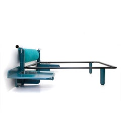 Midcentury Bed Whit Concealed Bedside Tables and Light by G Offredi for Saporiti