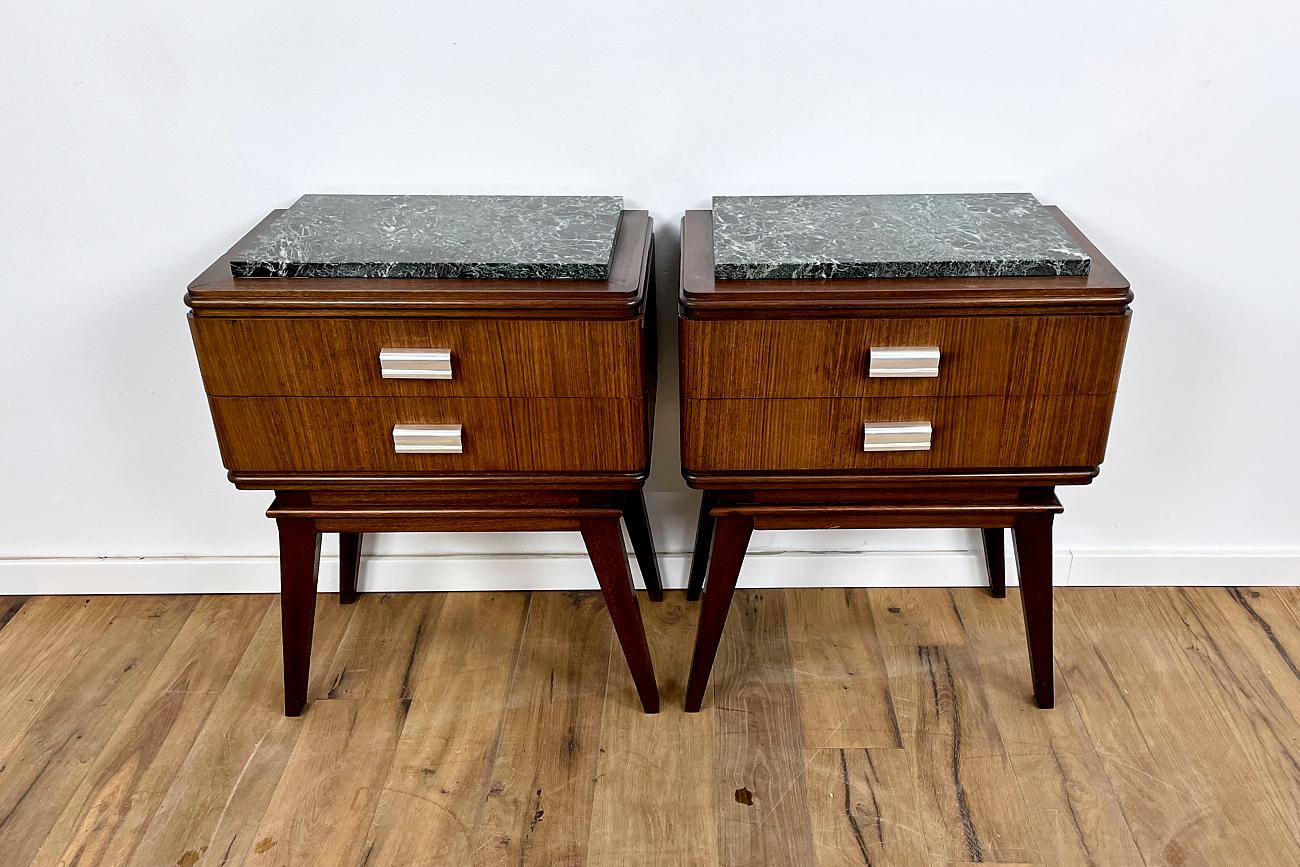 Very stylish nightstands made of mahagony and teak. Very light and elegant effect. An absolute eye-catcher for your room. Perfectly worked and completely in original condition - without damage or scratches. The Danish design style is very much in