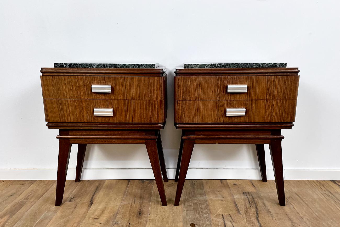 Arts and Crafts Pair of Midcentury Bedside Table in Teak and Mahogany, Danish Design
