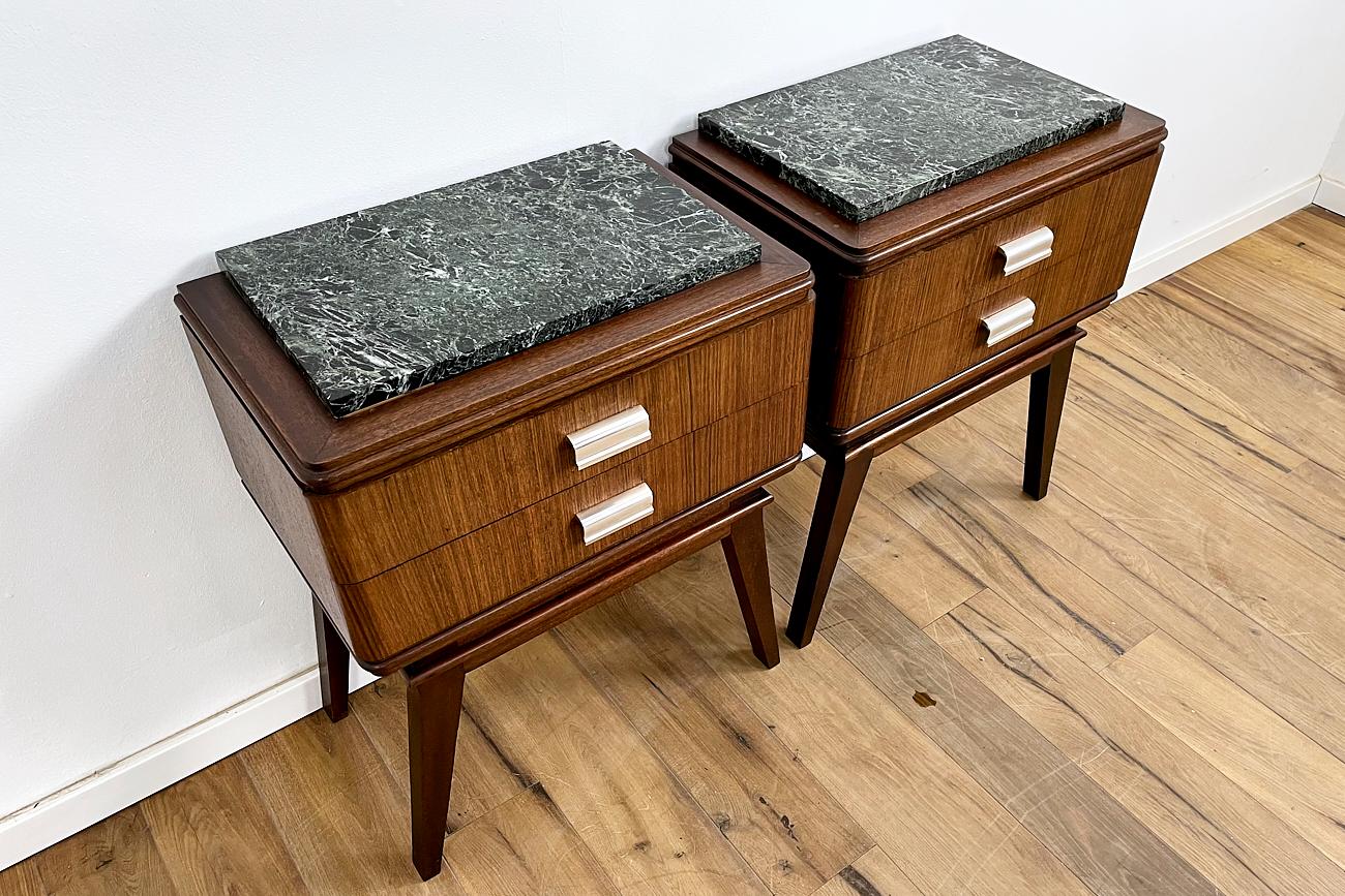 French Pair of Midcentury Bedside Table in Teak and Mahogany, Danish Design