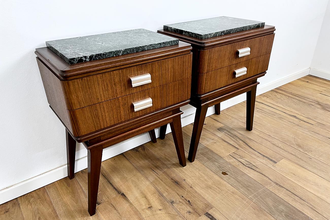 Lacquered Pair of Midcentury Bedside Table in Teak and Mahogany, Danish Design