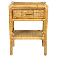 Midcentury Bedside Table Nightstand in Bamboo & Rattan, Italy, 1970s