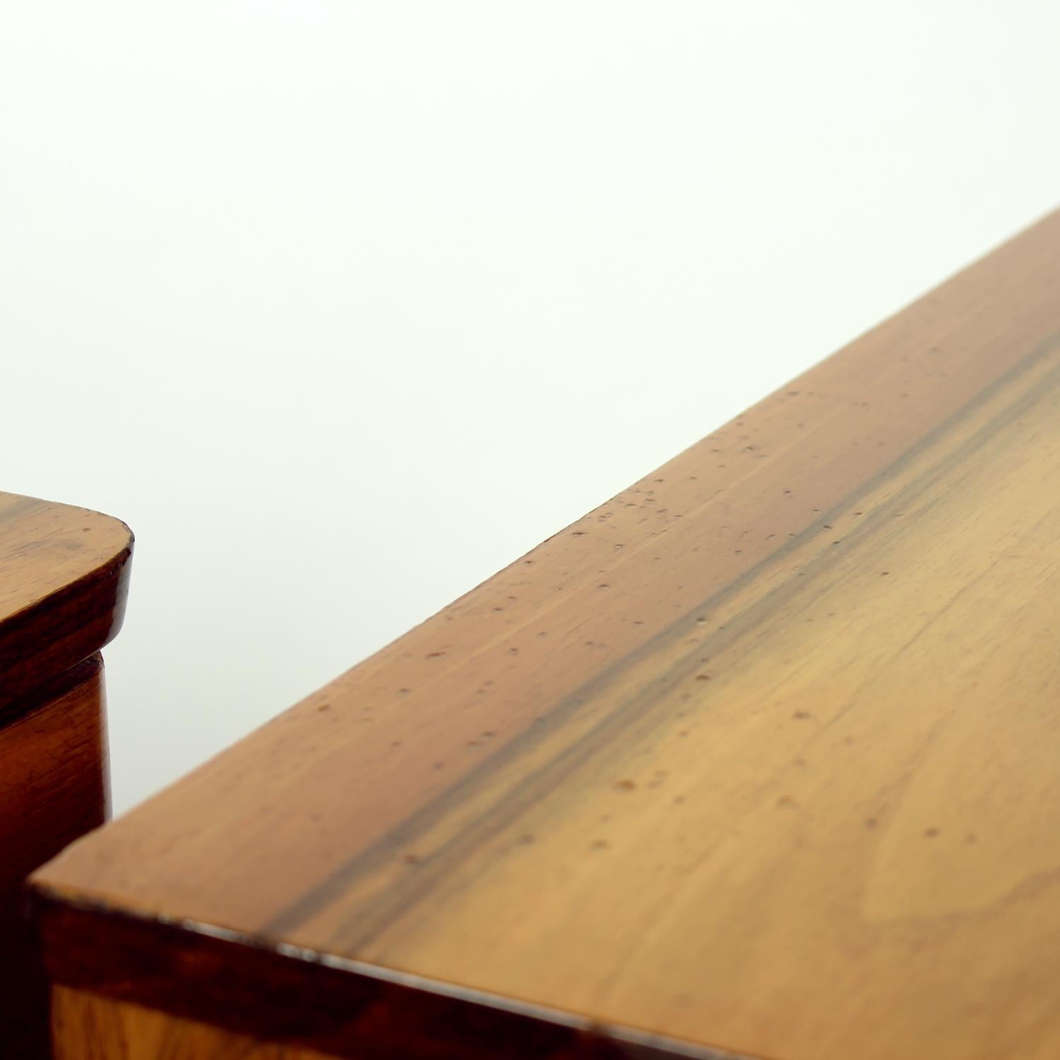 Midcentury Bedside Tables In Shelack Finish Walnut, Czechoslovakia 1960s, Set Of For Sale 7