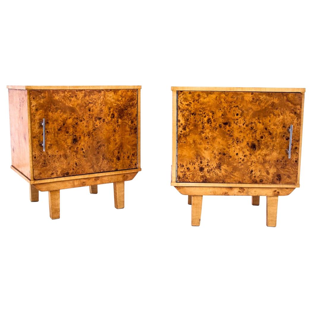 Midcentury Bedside Tables, Poland, Around 1950, After Renovation
