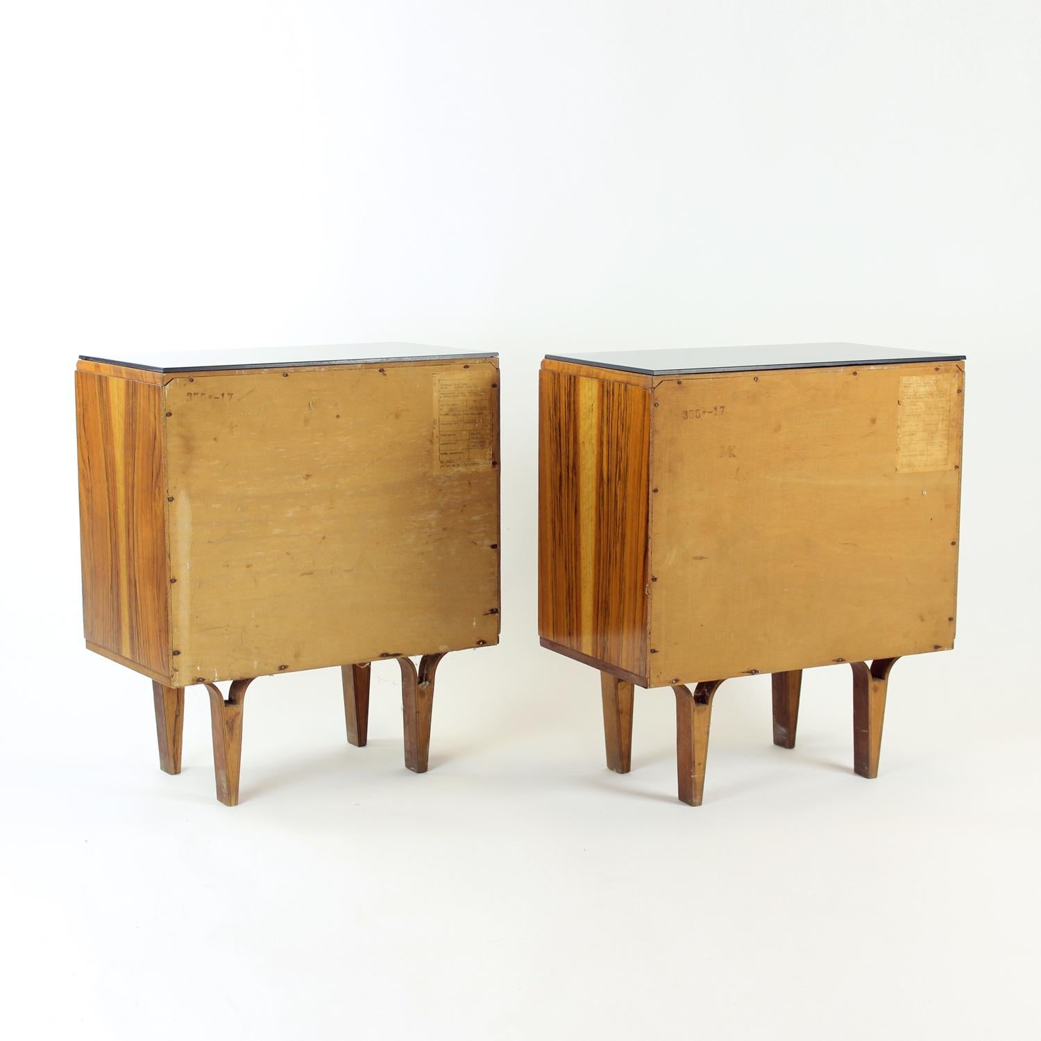 Midcentury Bedside Tables With Black Glass Top, Novy Domov, Czechoslovakia 1960s 6