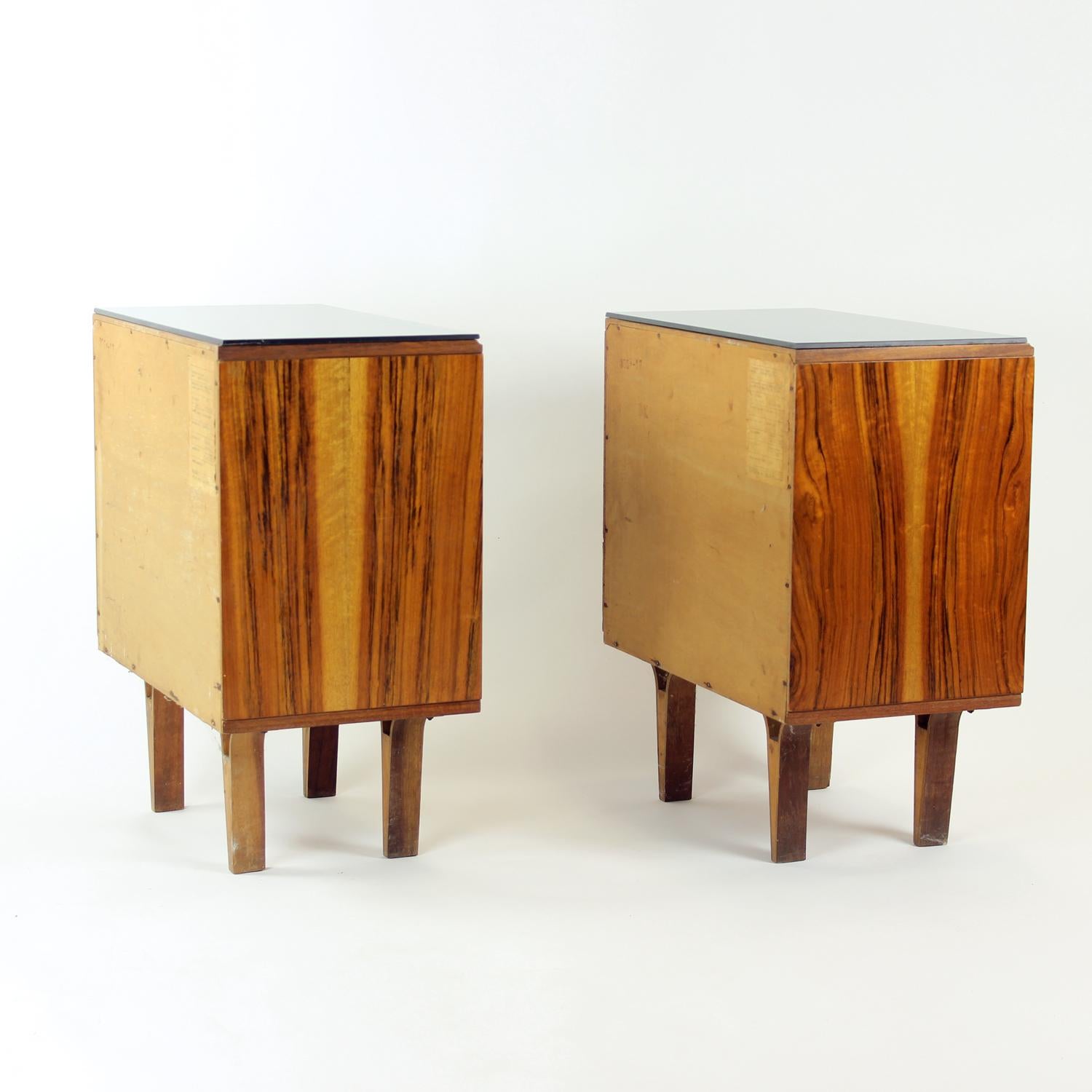 Midcentury Bedside Tables With Black Glass Top, Novy Domov, Czechoslovakia 1960s 8