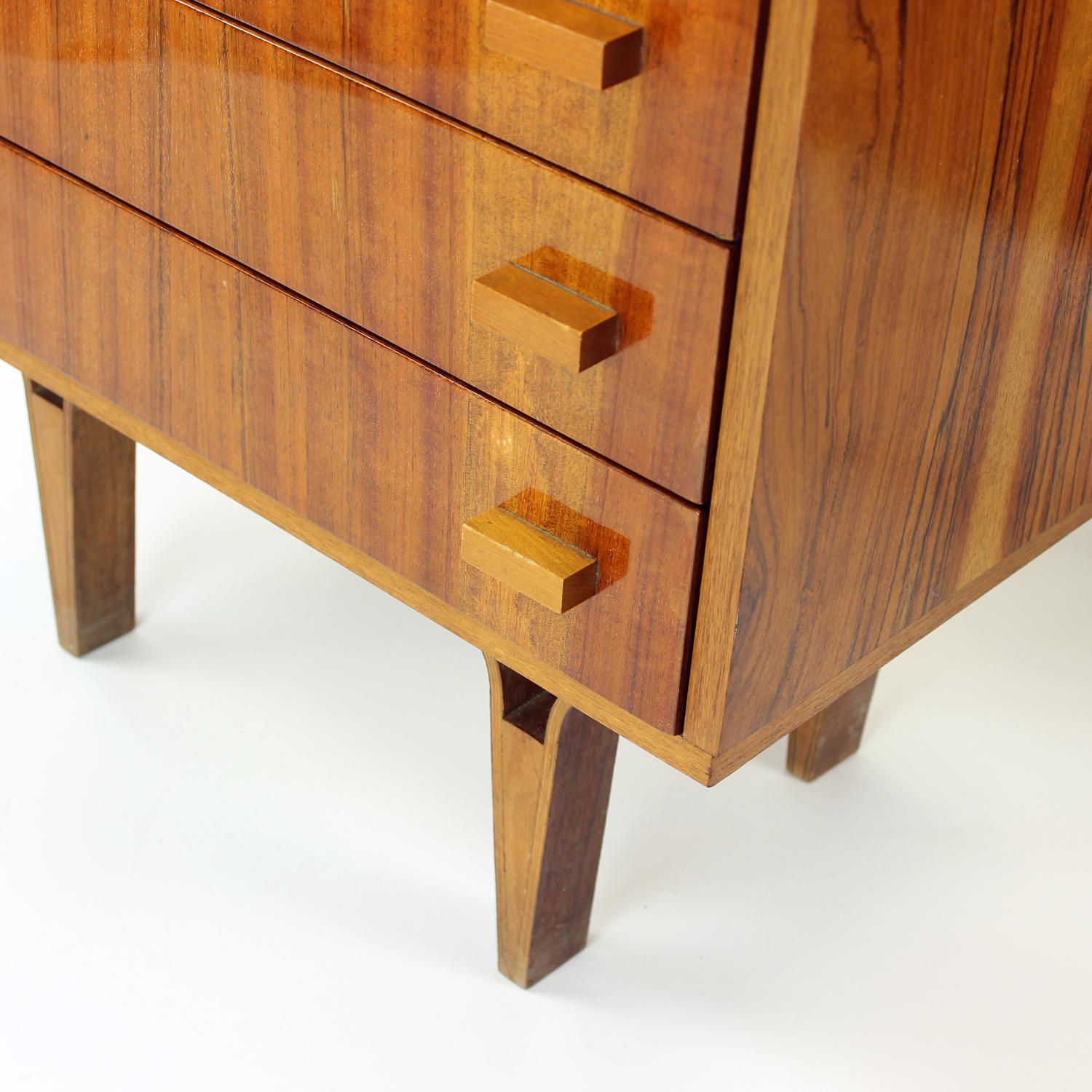 Midcentury Bedside Tables With Black Glass Top, Novy Domov, Czechoslovakia 1960s 2