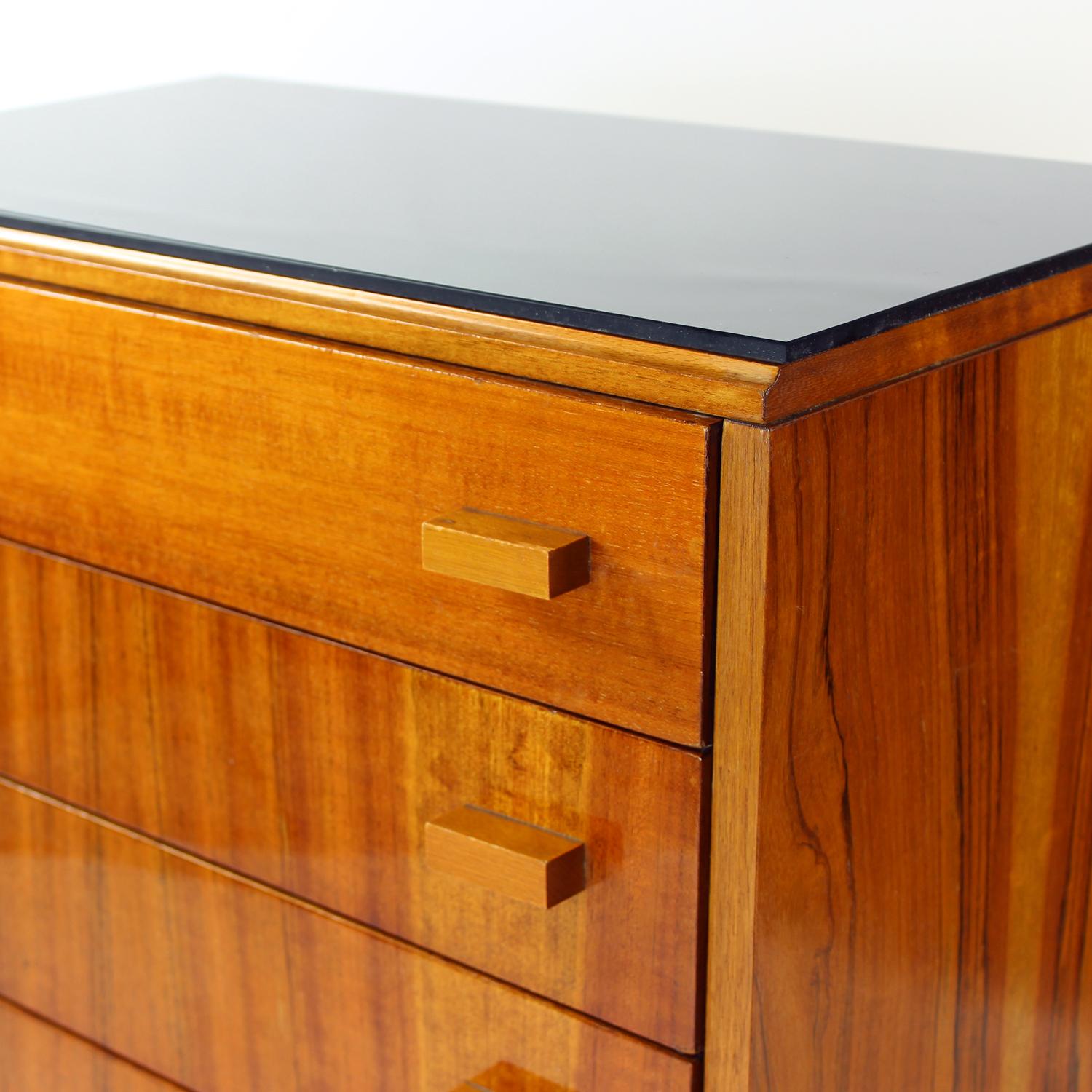 Midcentury Bedside Tables With Black Glass Top, Novy Domov, Czechoslovakia 1960s 3