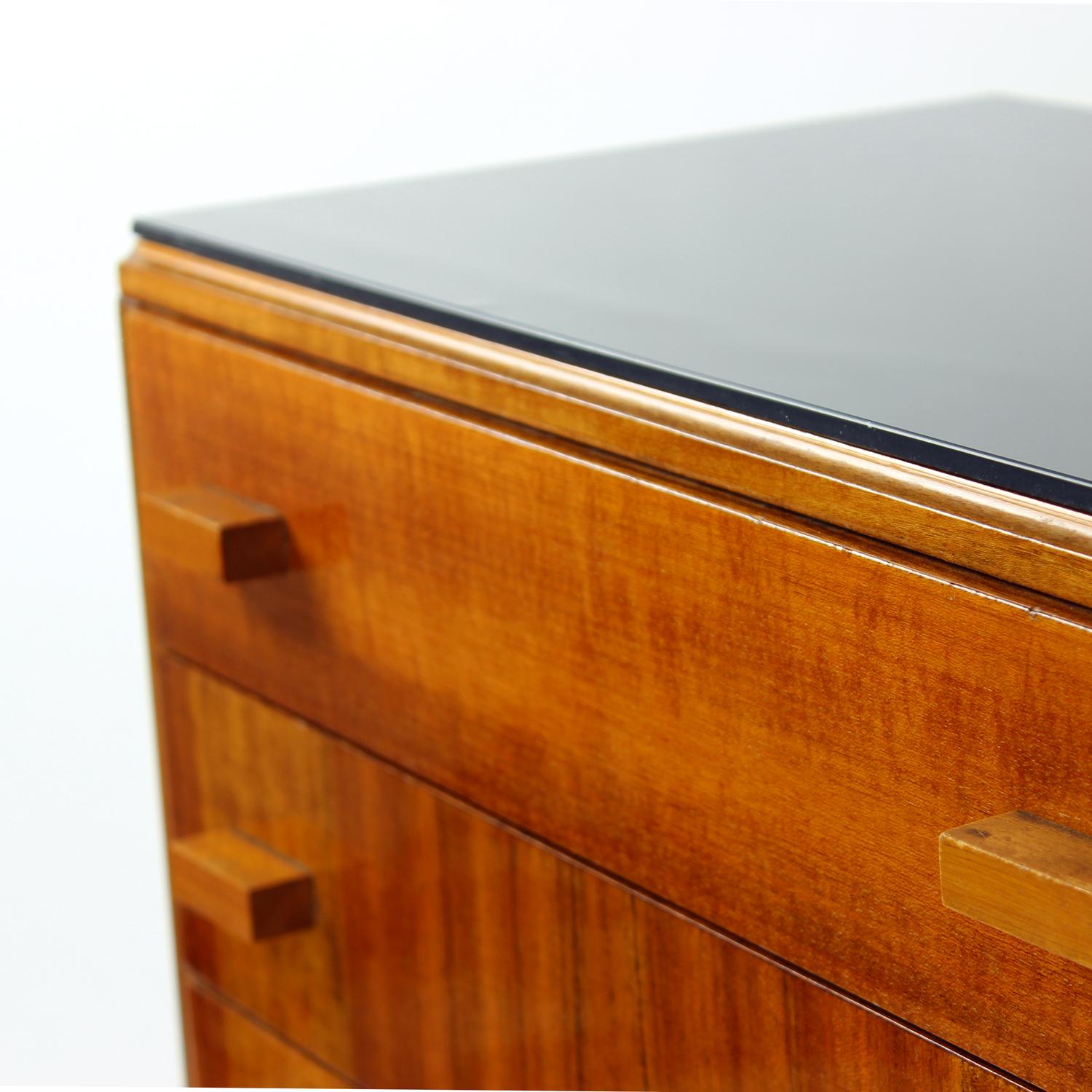 Midcentury Bedside Tables With Black Glass Top, Novy Domov, Czechoslovakia 1960s 4