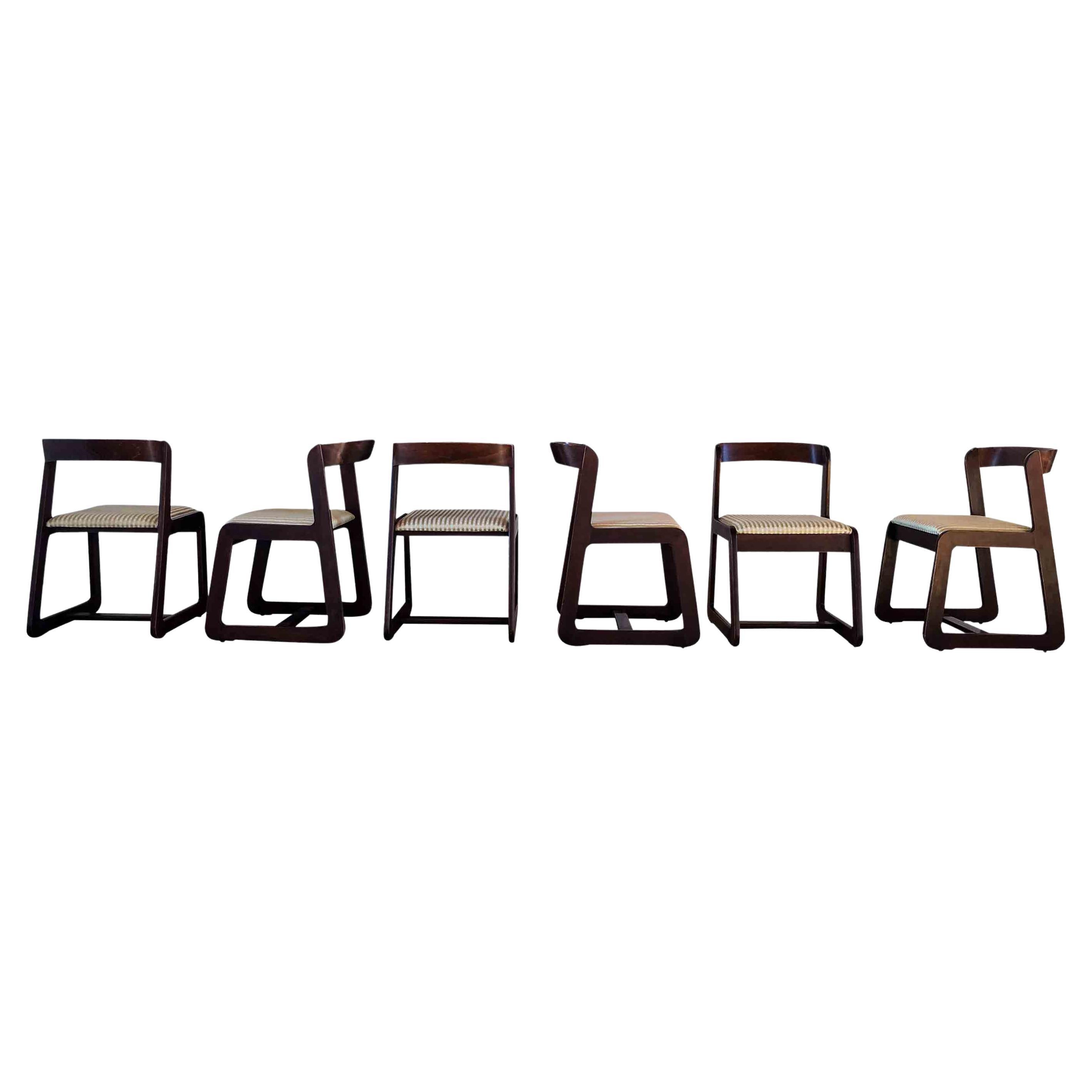 Esszimmerstühle aus Buche aus der Mitte des Jahrhunderts von Willy Rizzo für Mario Sabot, 70er Jahre, 6er-Set