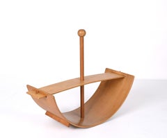 Midcentury Beech Plywood Wood Children Rocking Toy Chair, Italy 1970s