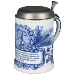 Vintage Midcentury Beer Stein Mug "Purity Law for Beer", Delft Ceramic