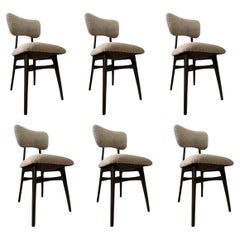 Chaises de salle à manger en bouclé beige et Wood Wood, Europe, années 1960, lot de six