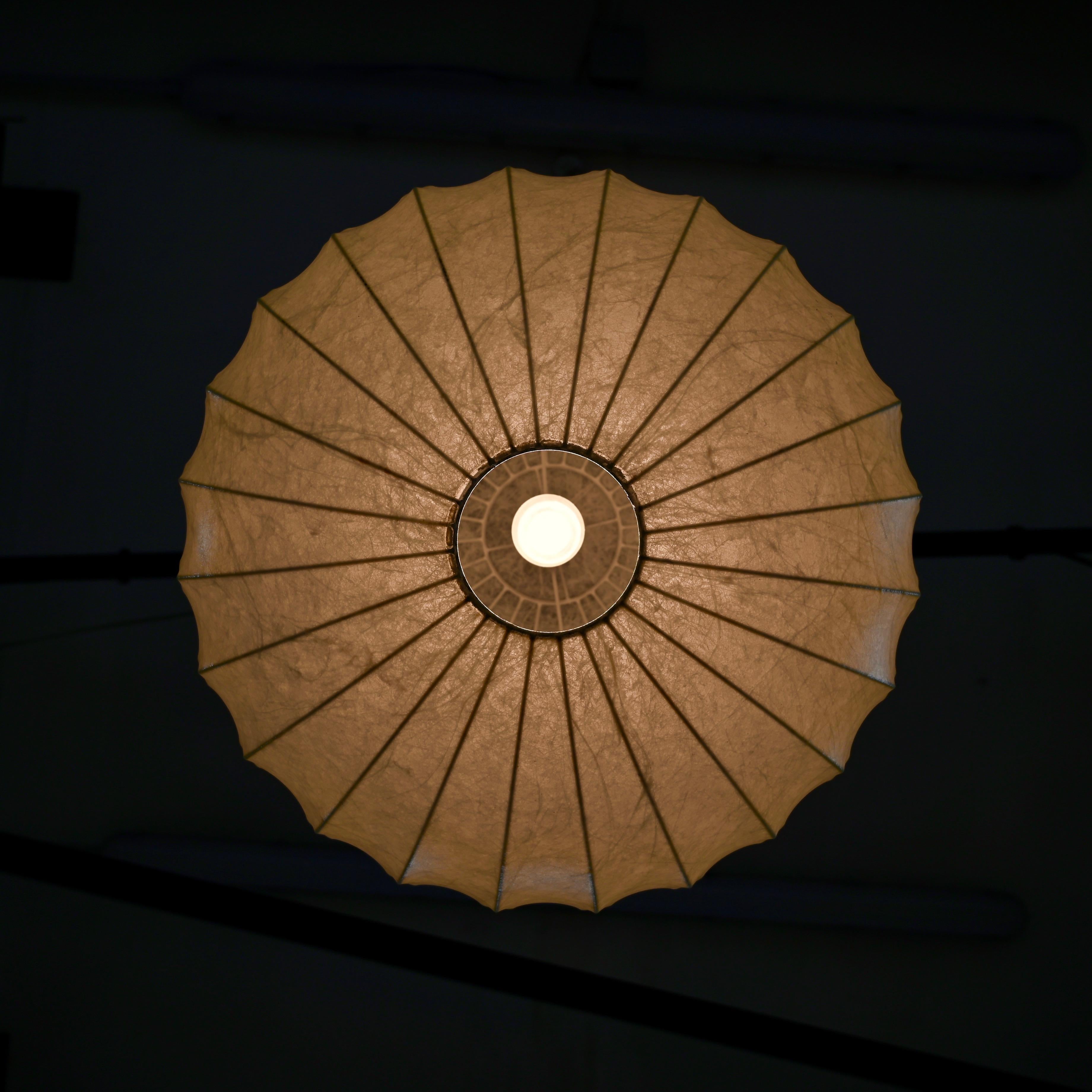 Midcentury Beige Losange Cocoon Pendant Light by Castiglioni, Italy 1960s 1