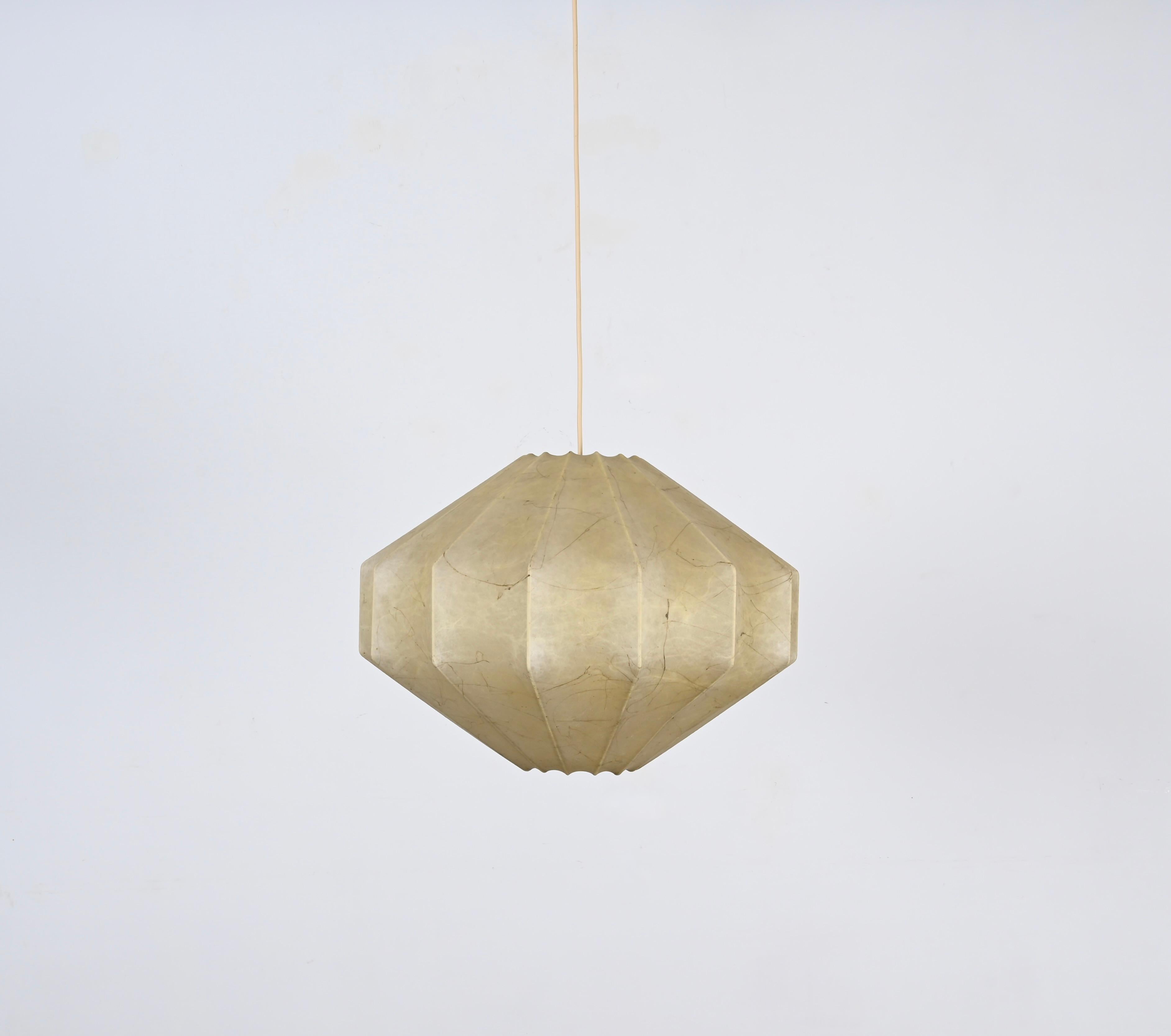 Midcentury Beige Losange Cocoon Pendant Light by Castiglioni, Italy 1960s 3