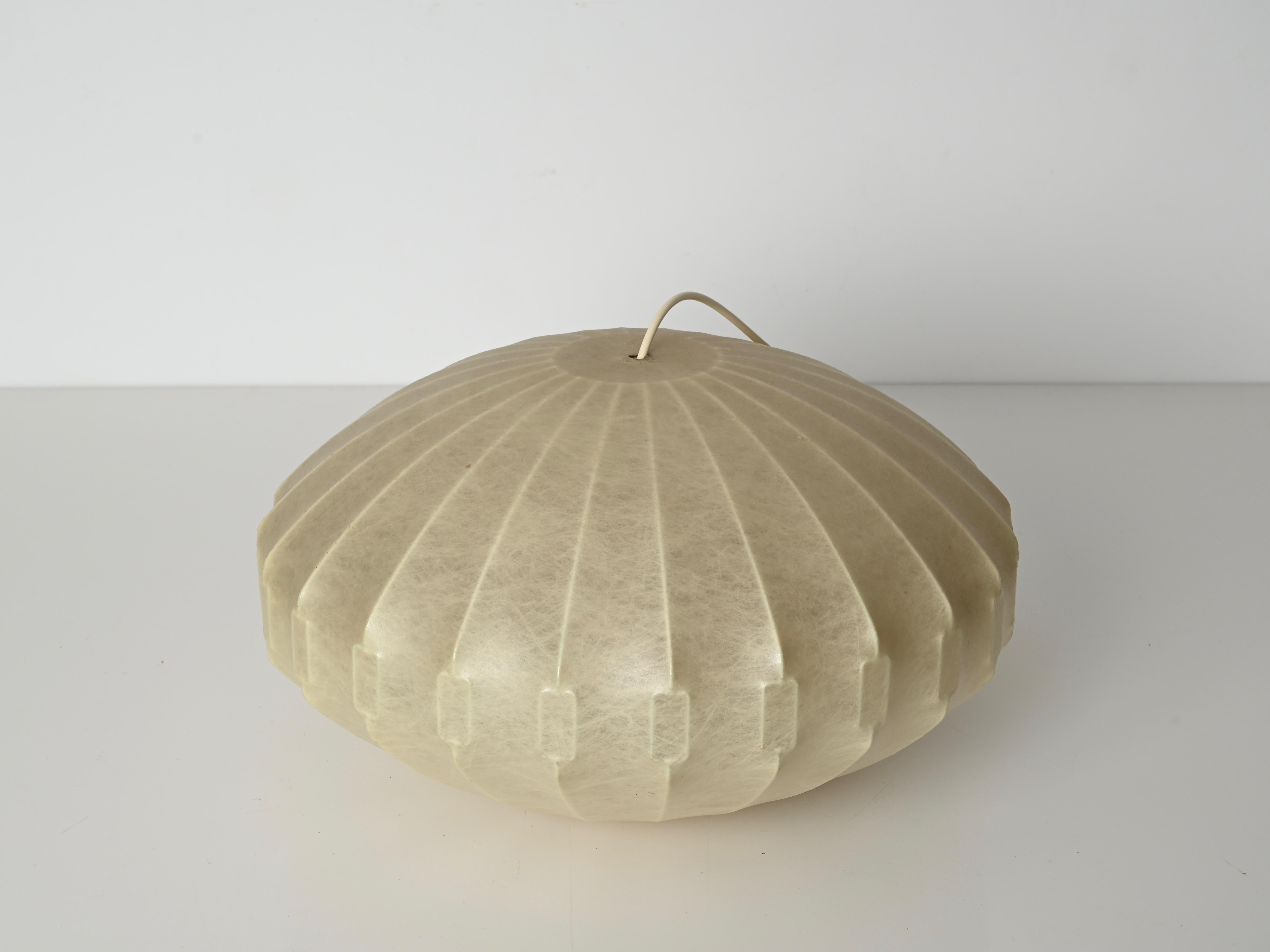 Midcentury Beige Losange Cocoon Pendant Light by Castiglioni, Italy 1960s 3
