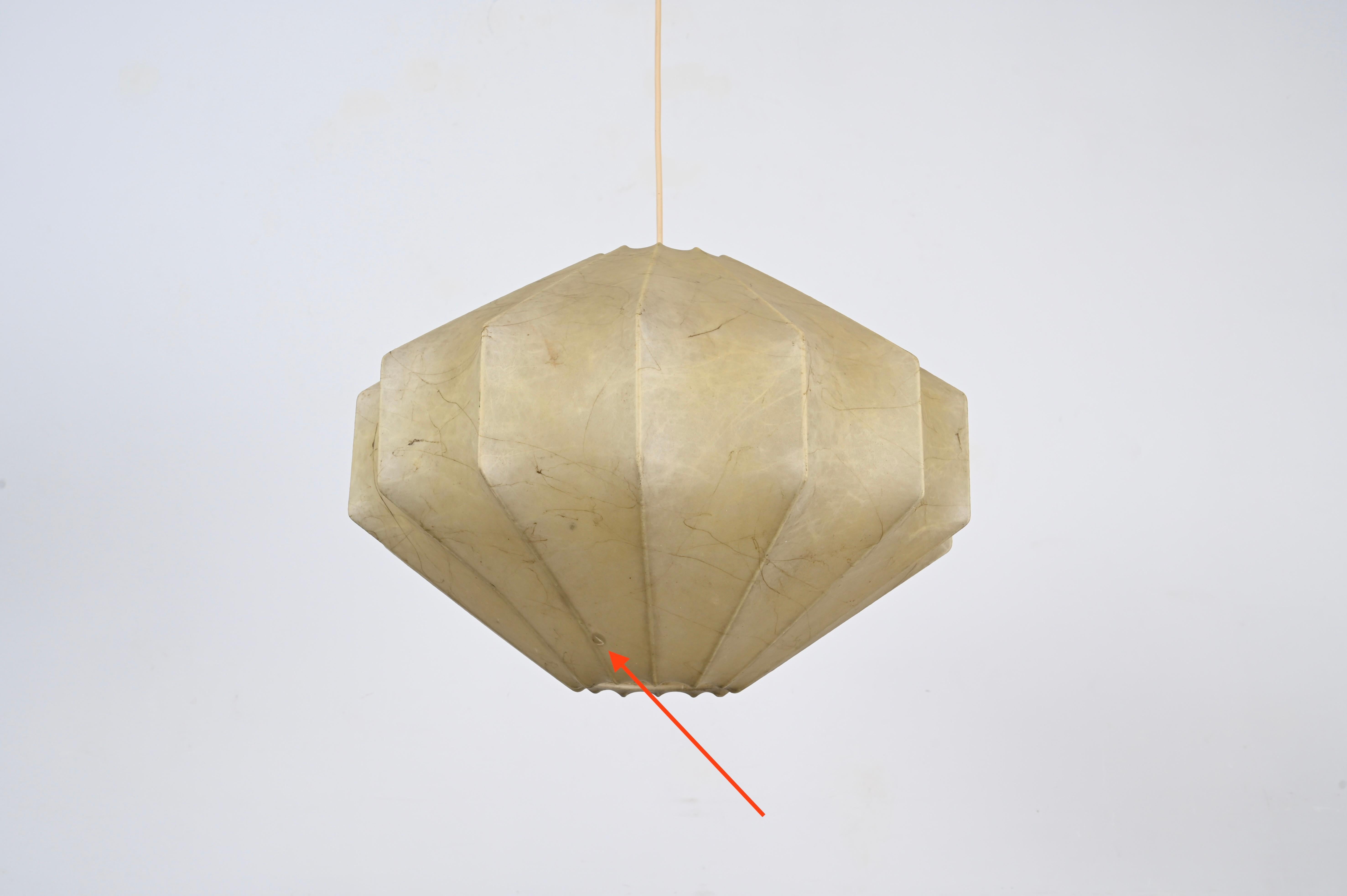 Midcentury Beige Losange Cocoon Pendant Light by Castiglioni, Italy 1960s 4