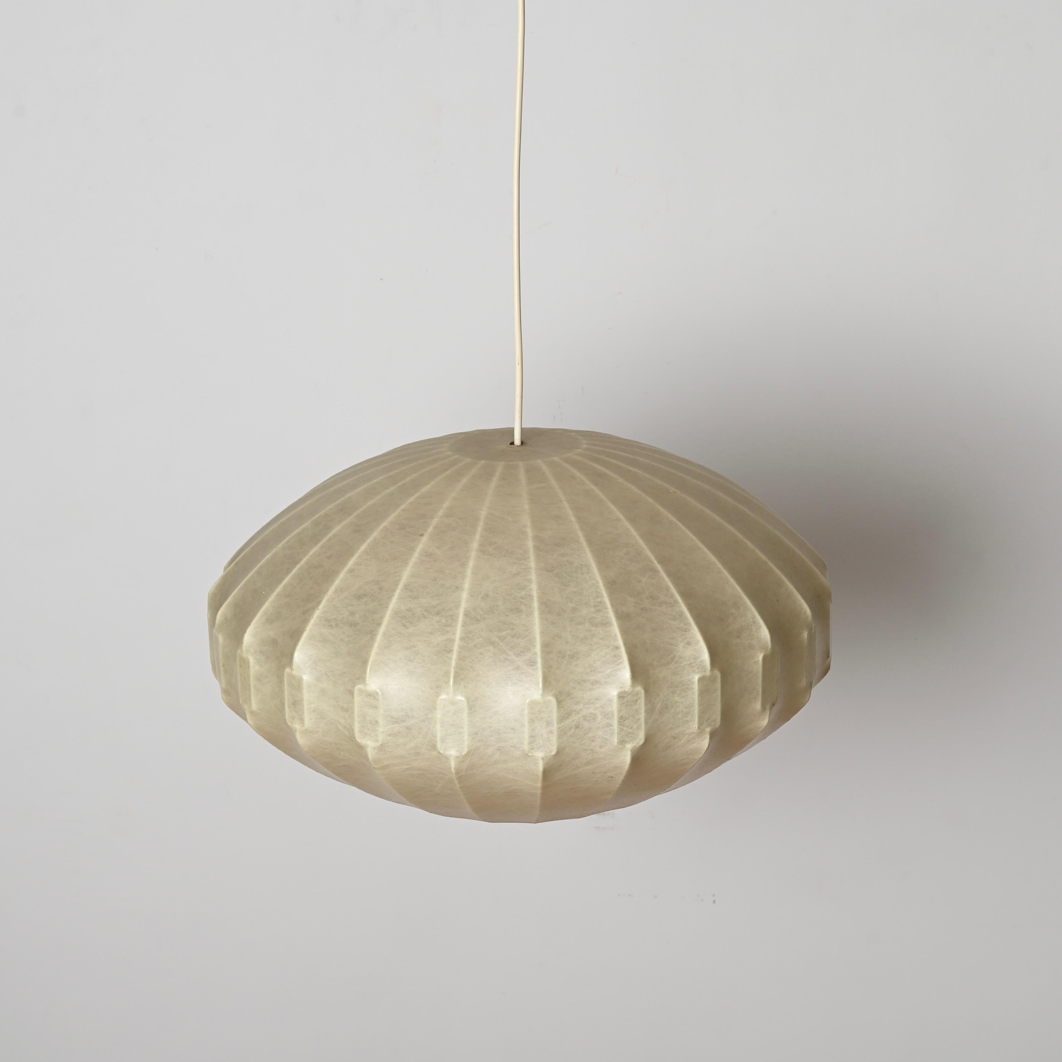 Midcentury Beige Losange Cocoon Pendant Light by Castiglioni, Italy 1960s 4