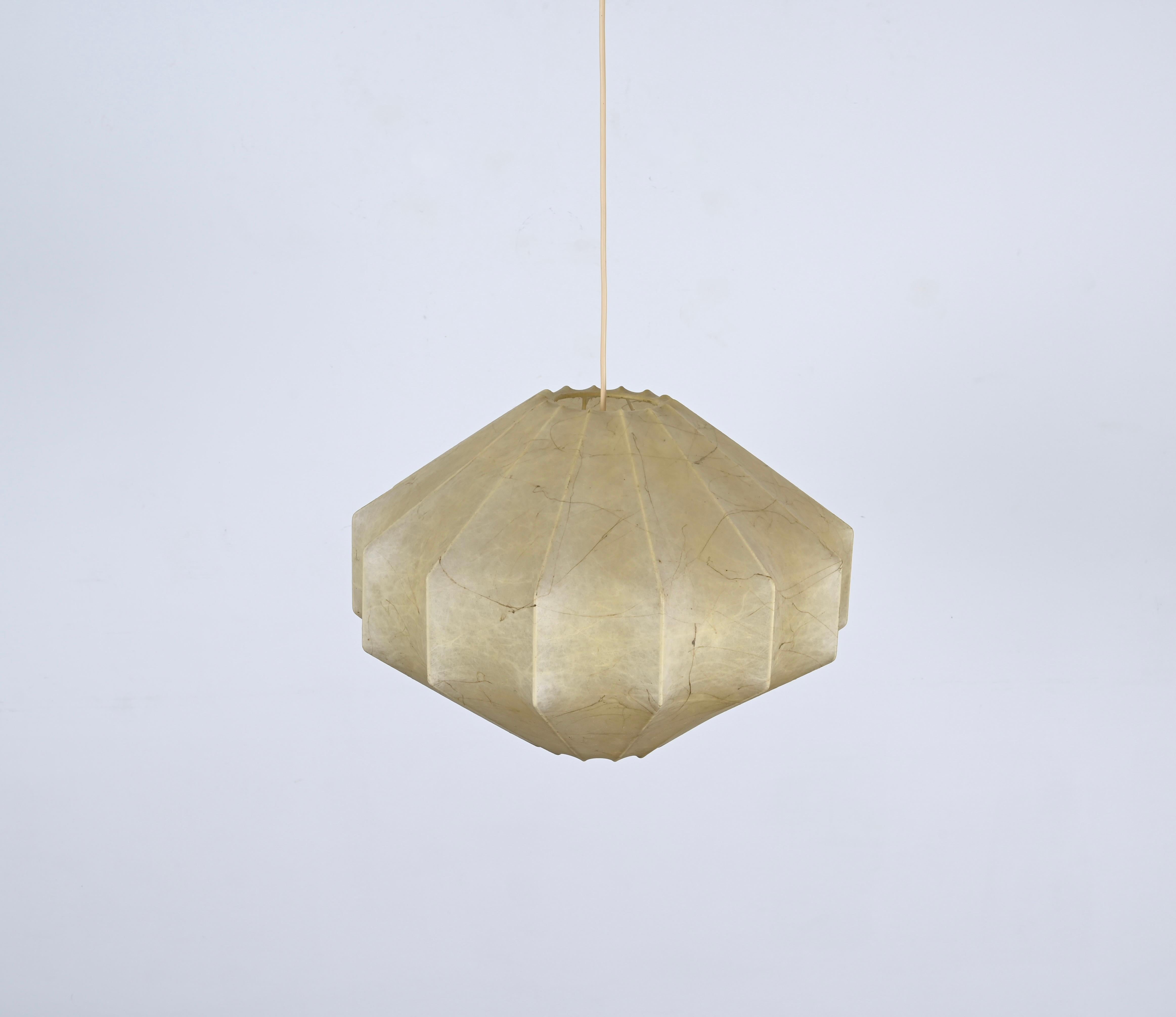 Mid-Century Modern Midcentury Beige Losange Cocoon Pendant Light by Castiglioni, Italy 1960s