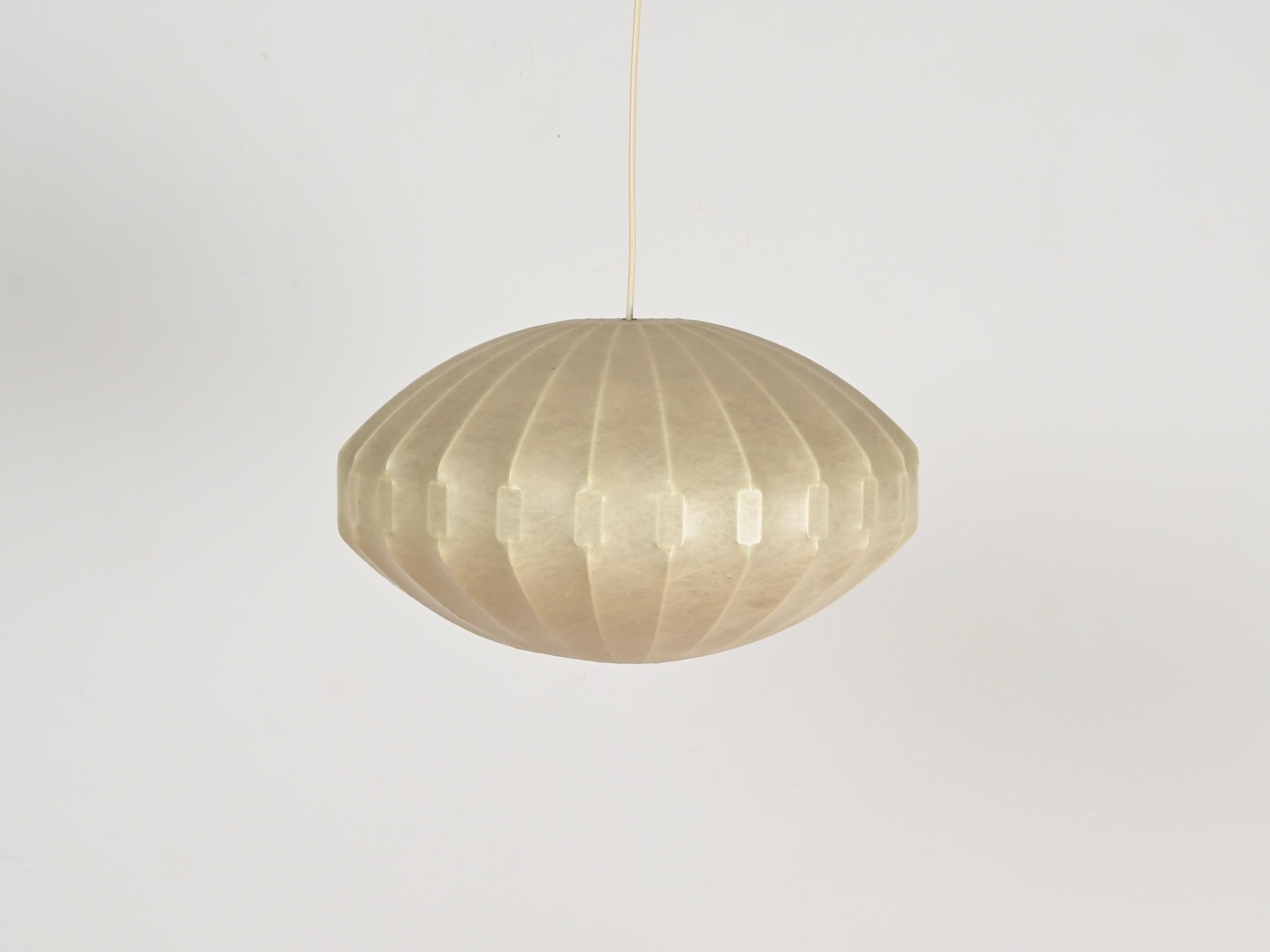 Midcentury Beige Losange Cocoon Pendant Light by Castiglioni, Italy 1960s 2